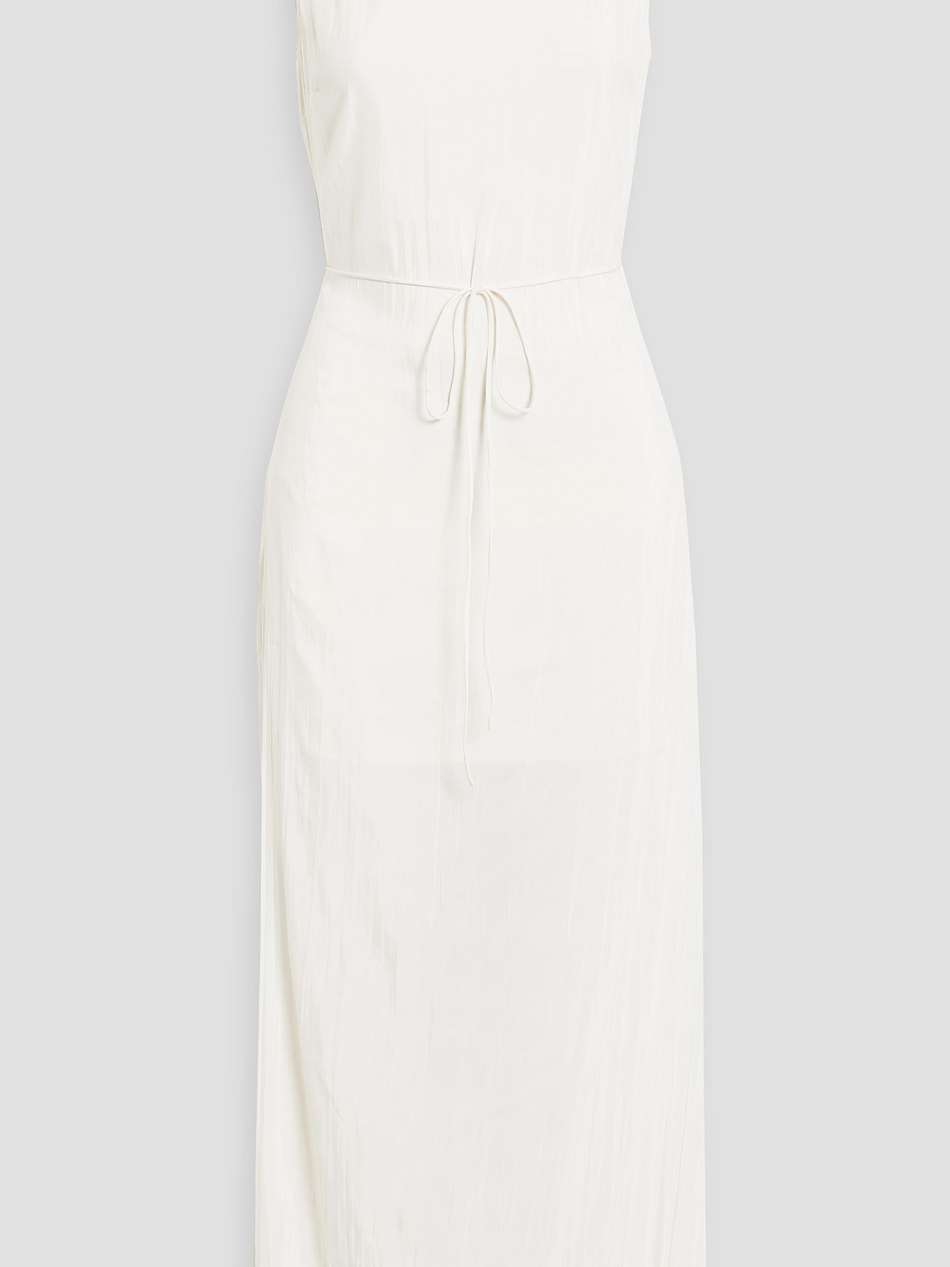 the lou crinkled crepe de chine midi dress