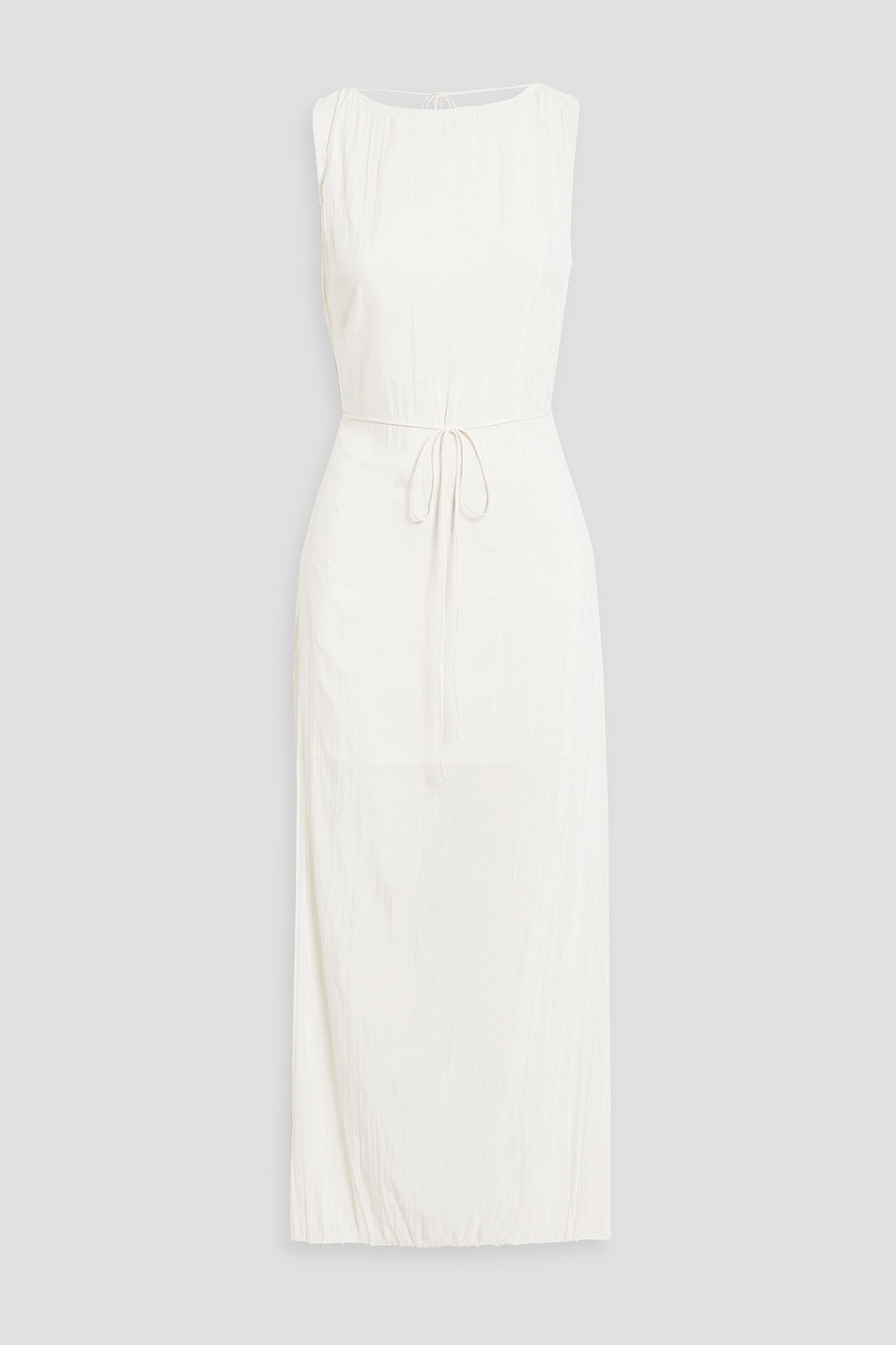 Solid & Striped The Lou Crinkled Crepe De Chine Midi Dress In Off-white