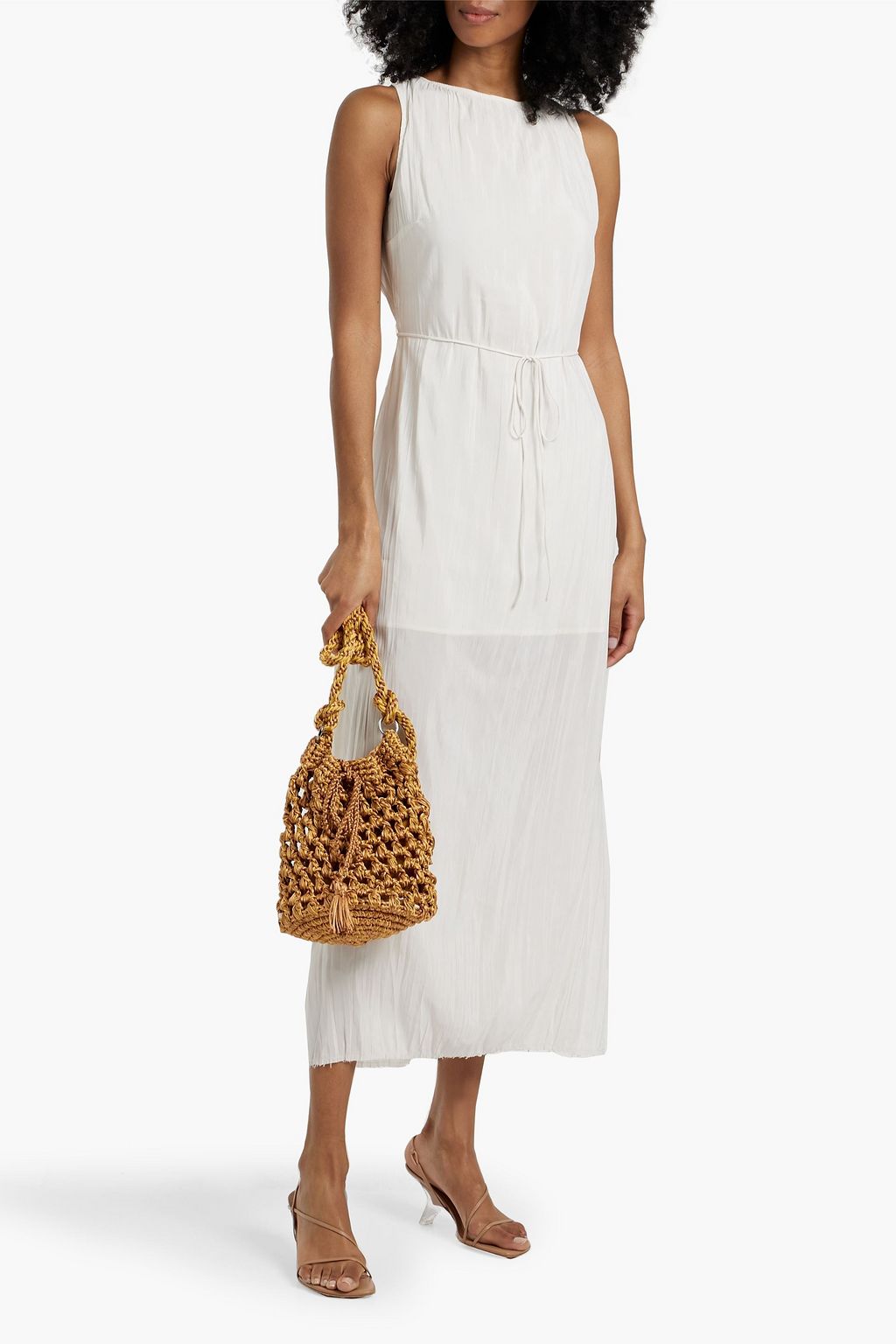 SOLID & STRIPED The Lou crinkled crepe de chine midi dress