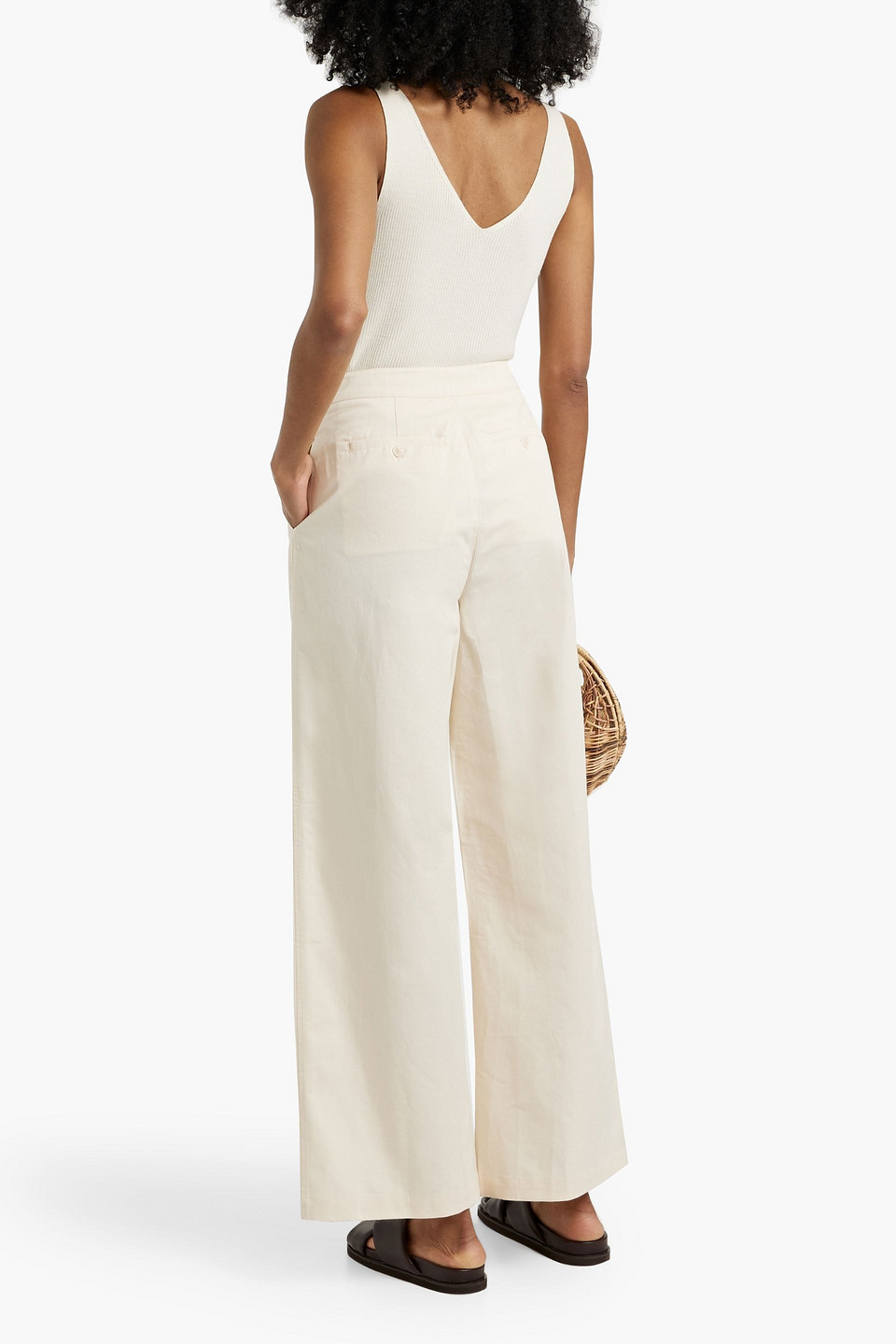 Solid & Striped The Tori Cotton-twill Wide-leg Pants In Cream