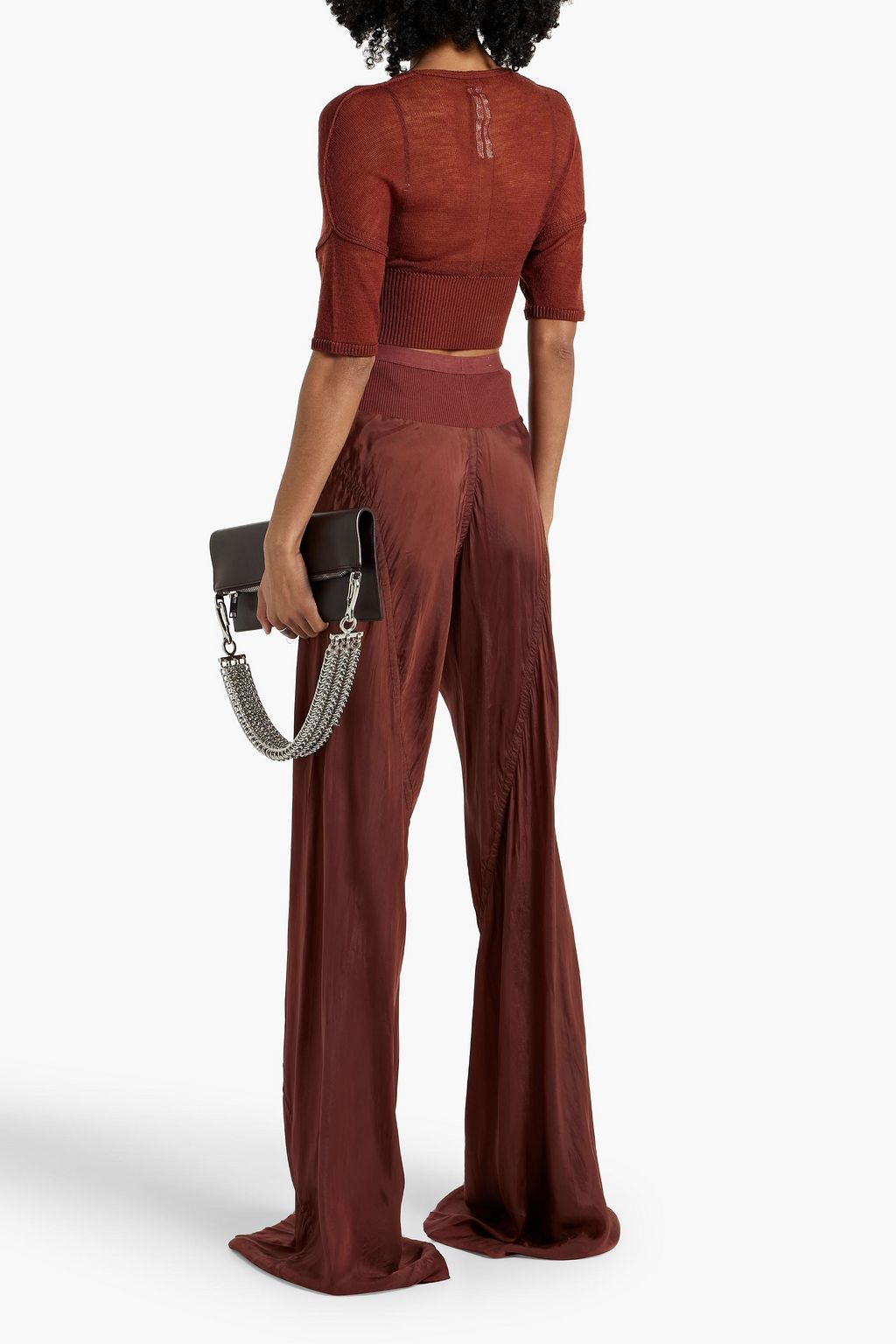 RICK OWENS Cupro-satin wide-leg pants
