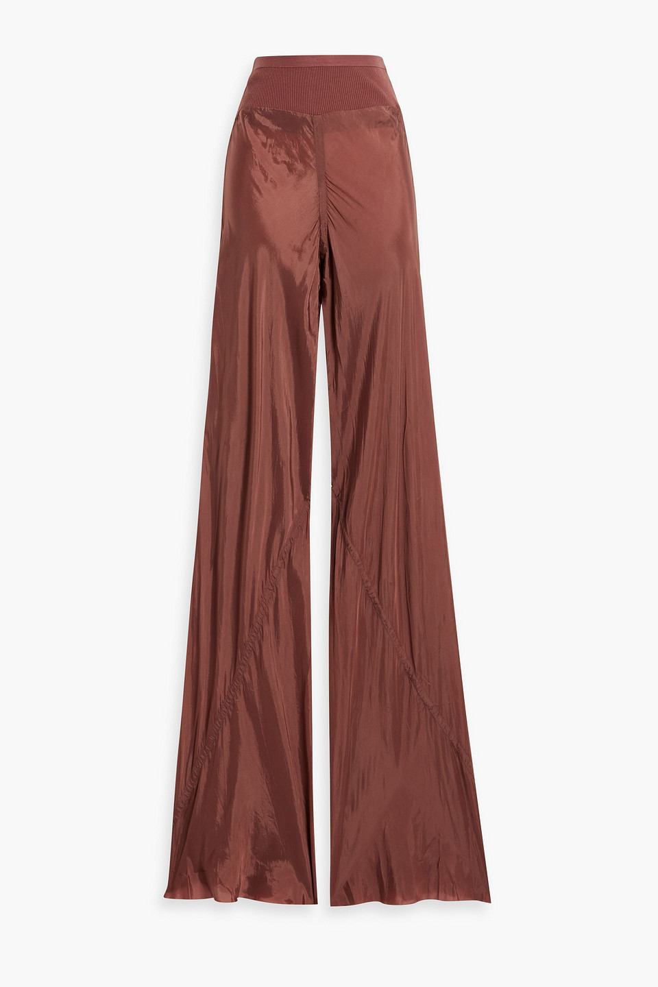 Rick Owens Cupro-satin Wide-leg Pants In Brown