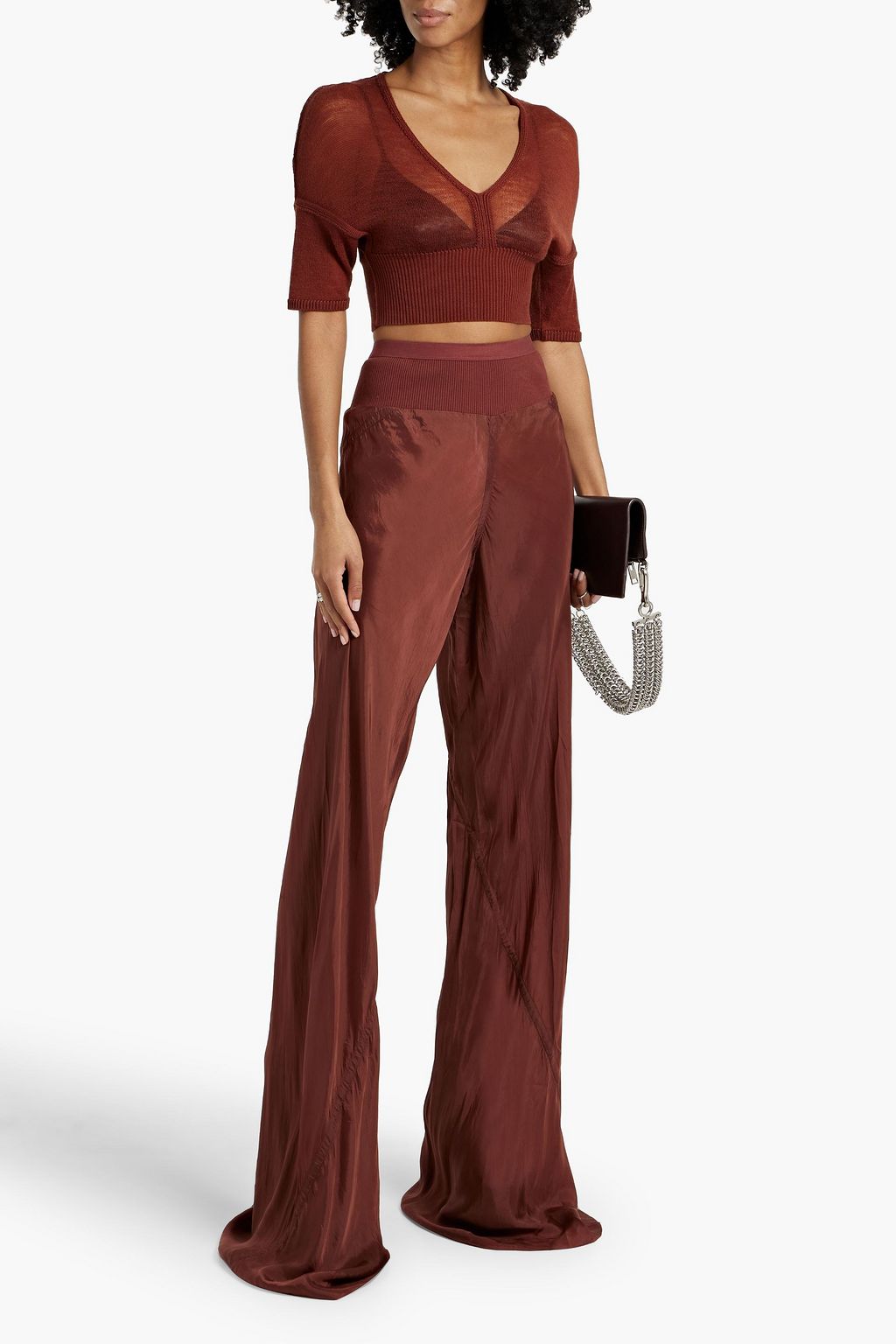 RICK OWENS Cupro-satin wide-leg pants