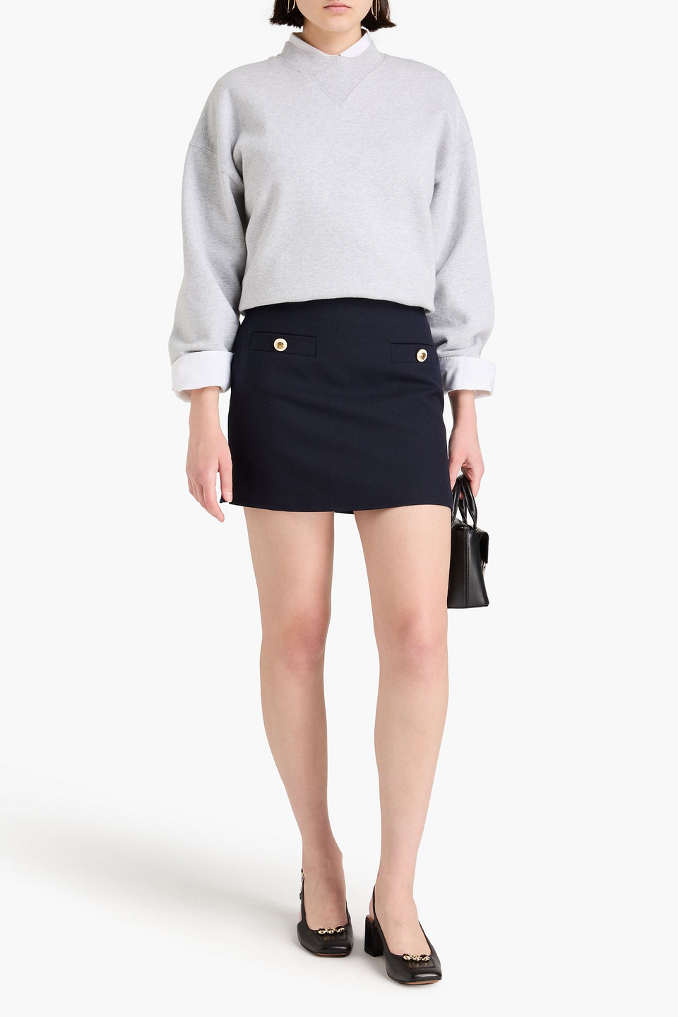 Sandro Minirock Aus Twill Aus Einer Wollmischung In Nachtblau