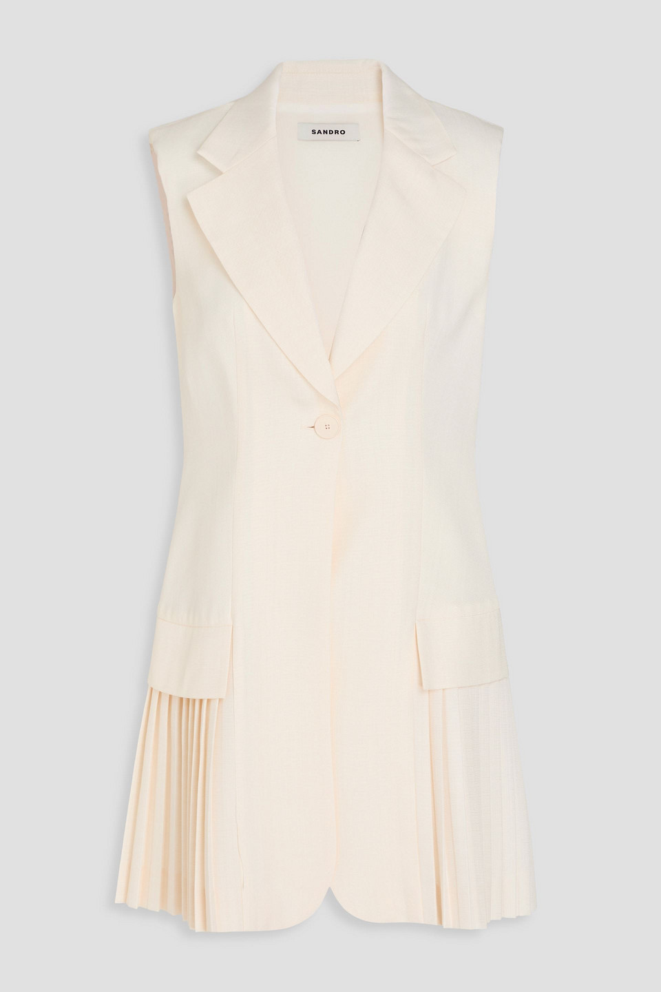 Sandro Womens Naturels V-neck Sleeveless Pleated Stretch-woven Playsuit