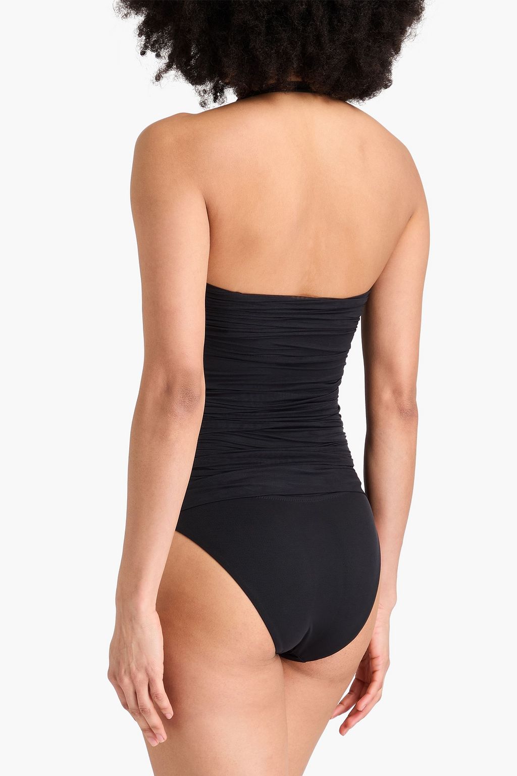 GENTRYPORTOFINO Ruched stretch-mesh halterneck swimsuit