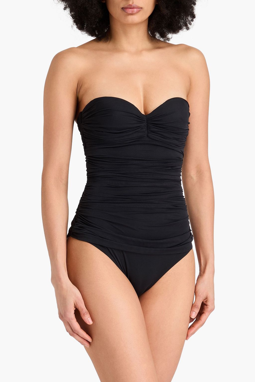 GENTRYPORTOFINO Ruched stretch-mesh halterneck swimsuit