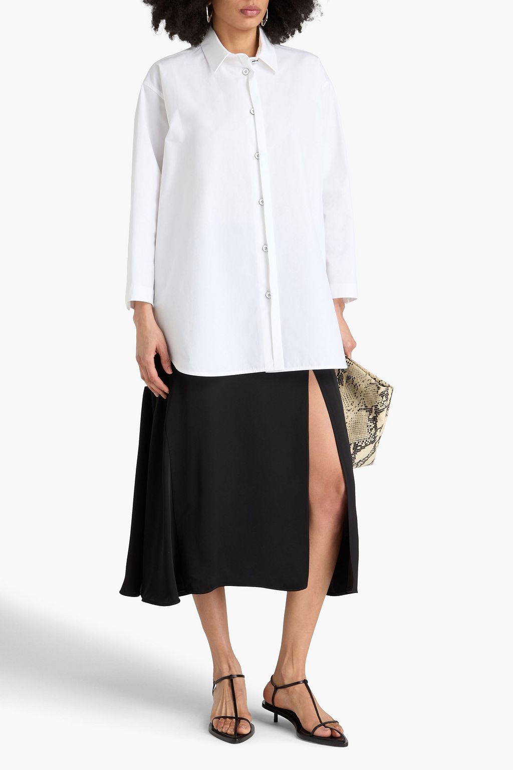 JIL SANDER قميص من قطن بوبلين مزين بكسرات