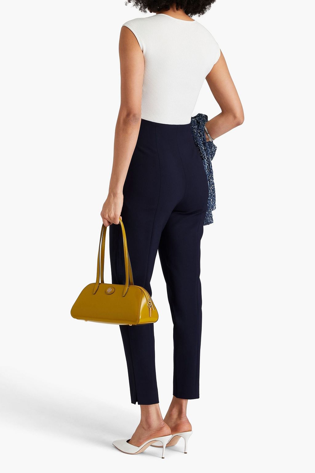 CAROLINA HERRERA 울 혼방 크레이프 슬림 레그 팬츠