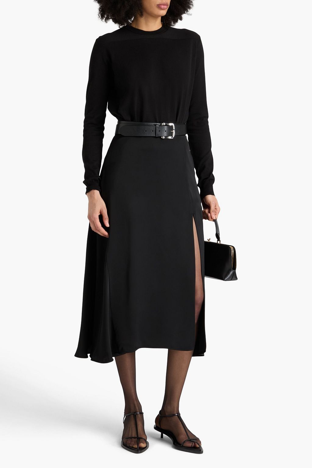 JIL SANDER تنورة متوسطة الطول من الساتان