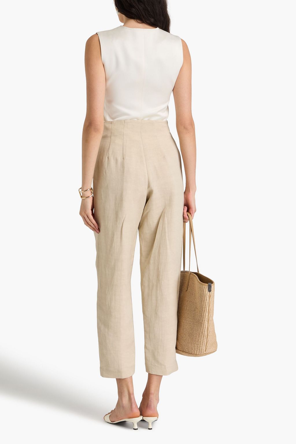 GENTRYPORTOFINO Cropped linen-blend tapered pants
