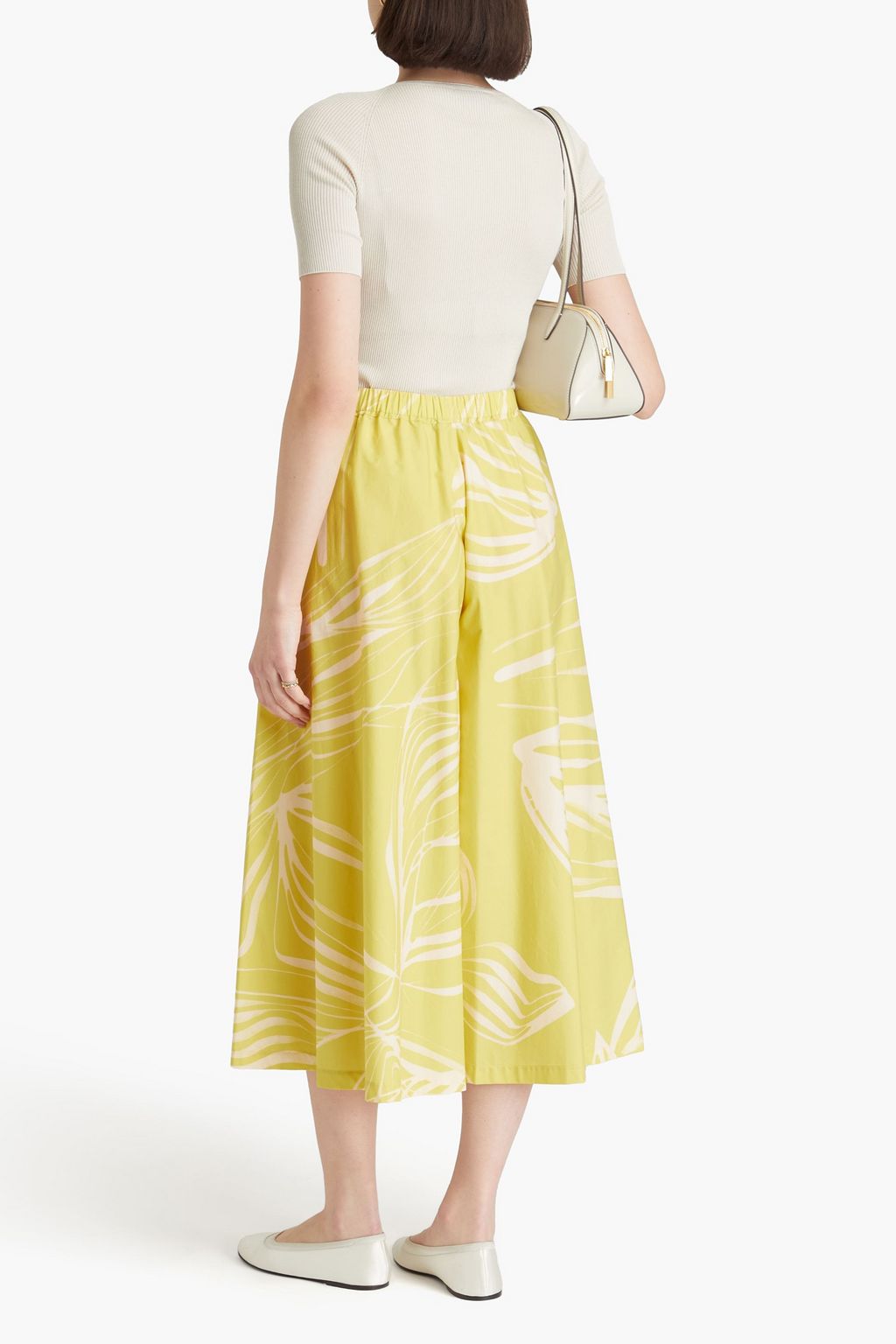 GENTRYPORTOFINO Gathered printed cotton-poplin culottes
