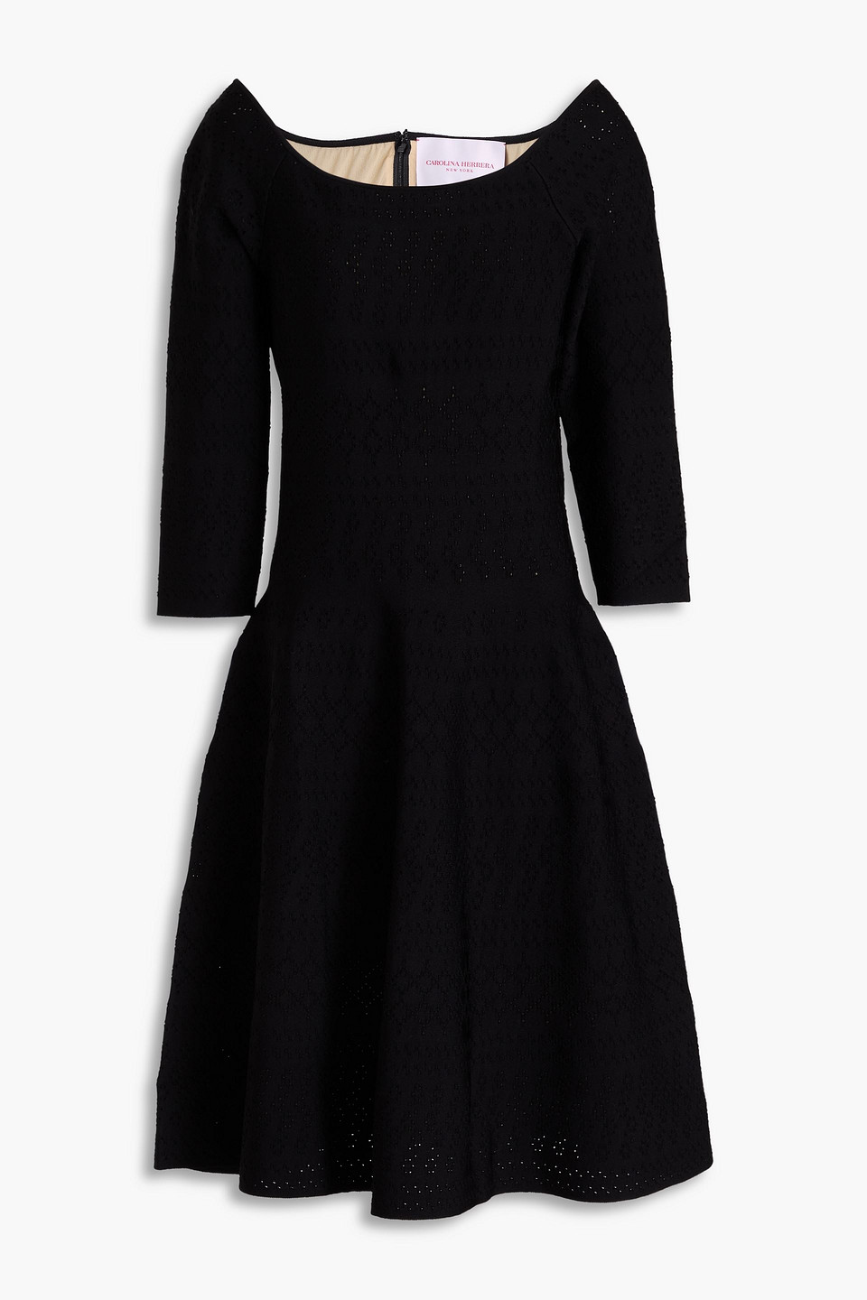 Carolina Herrera Kleid Aus Pointelle-strick In Schwarz