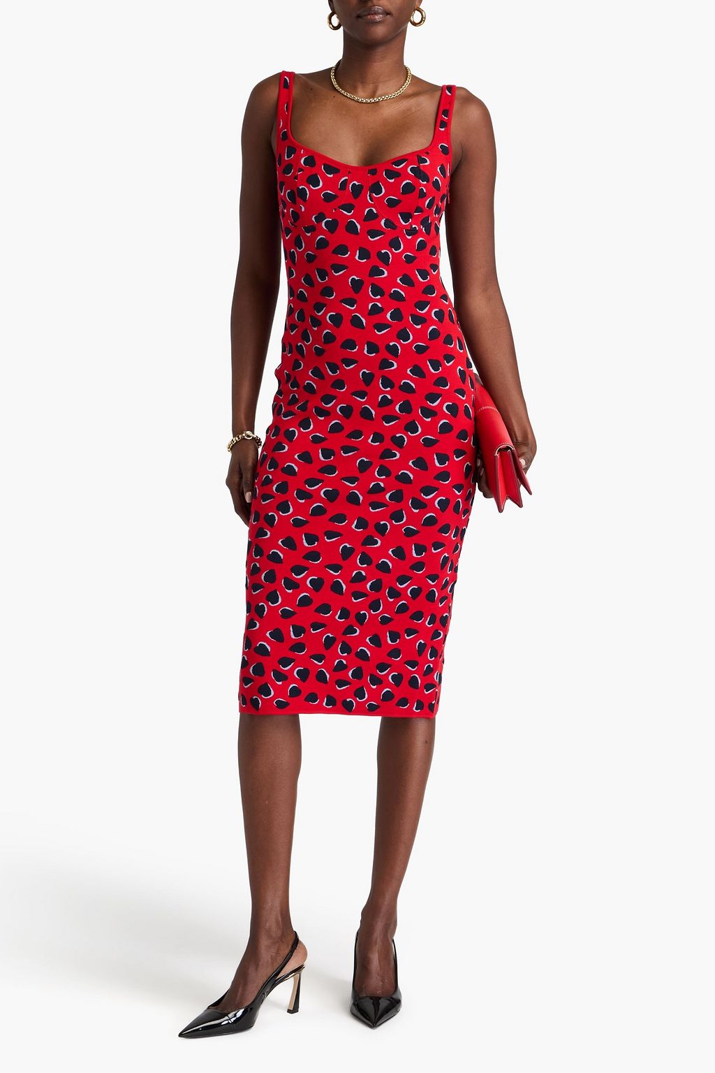 CAROLINA HERRERA Jacquard-knit silk-blend midi dress