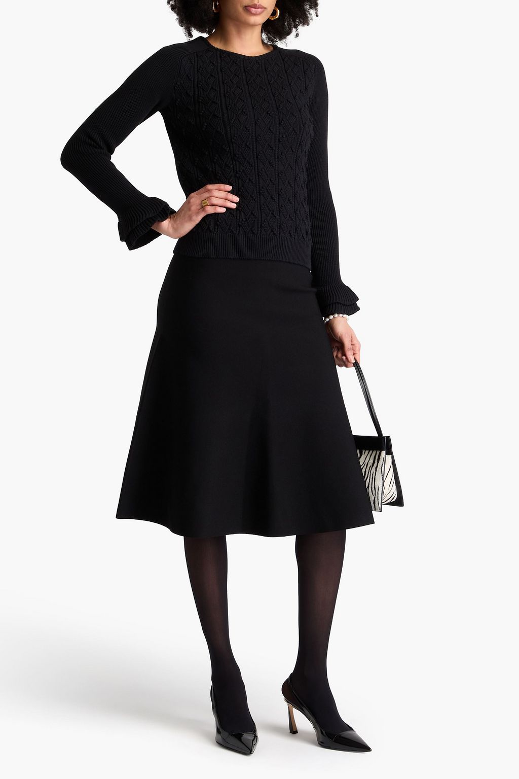 CAROLINA HERRERA كنزة رياضية من مزيج من القطن بتصميم مضلّع