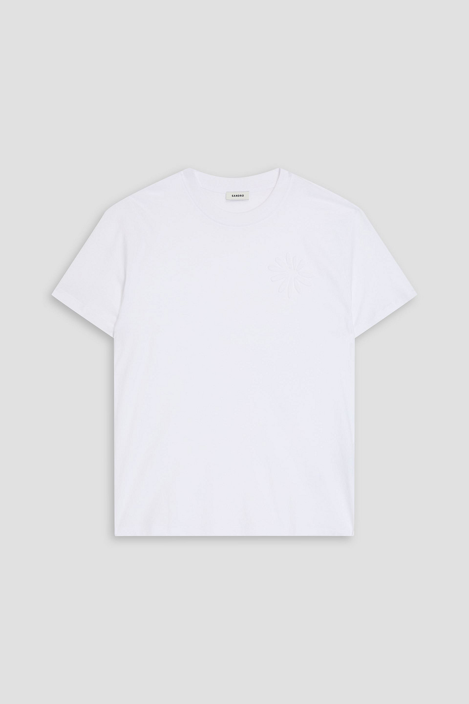 Sandro T-shirt Aus Baumwoll-jersey Mit Applikationen In Weiss