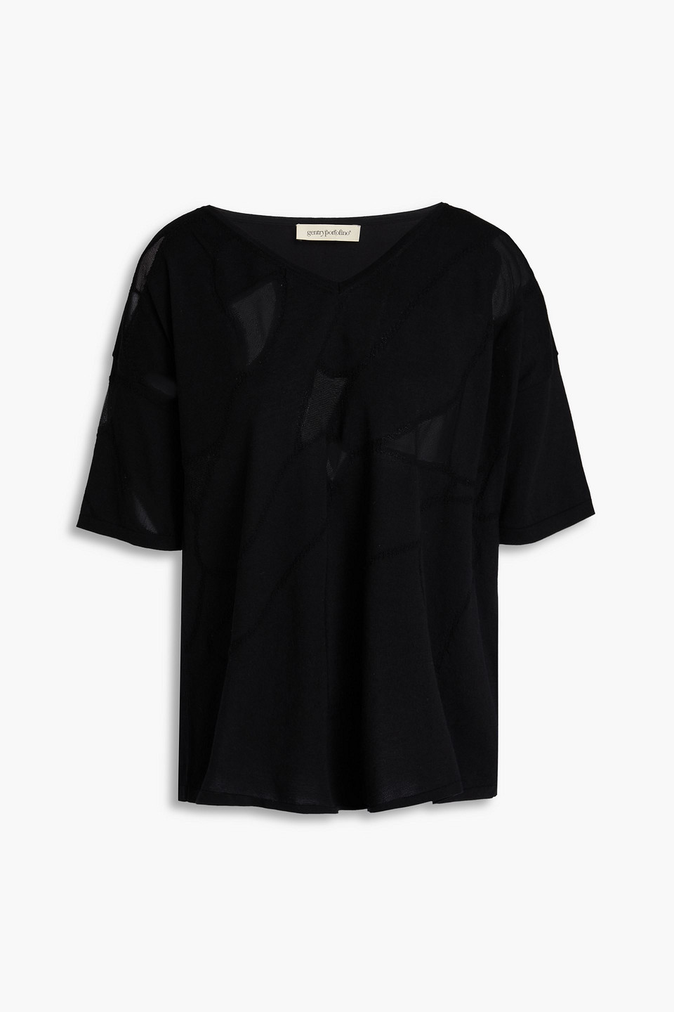 Gentryportofino T-shirt Aus Einer Seiden-baumwollmischung In Schwarz