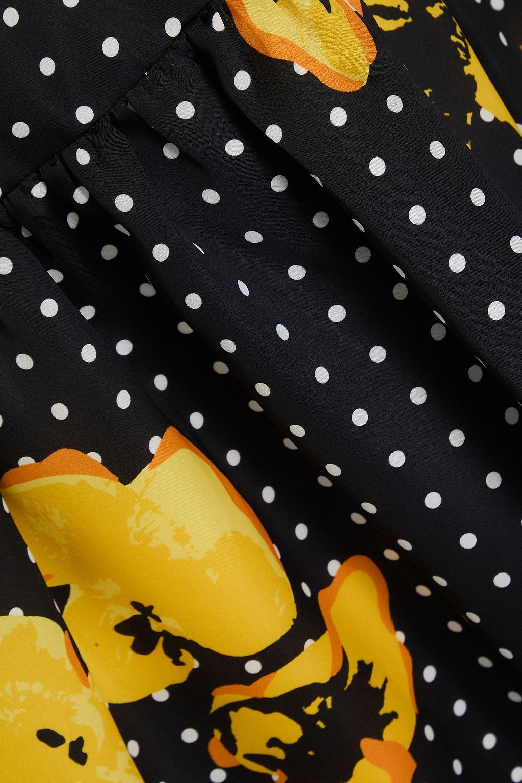 CAROLINA HERRERA Gathered printed satin midi skirt