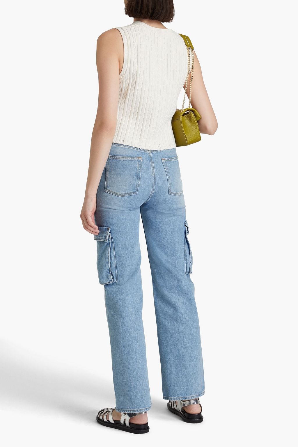 SANDRO Cropped Weste aus einer Baumwollmischung mit Zopfstrickmuster