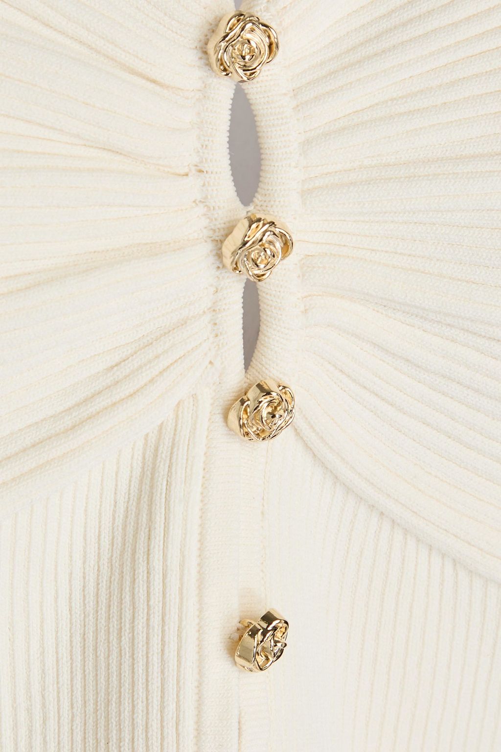SANDRO Cropped embellished ribbed-knit top