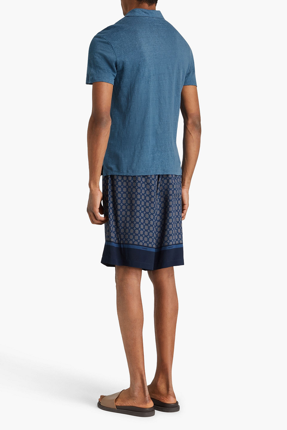 Sandro Poloshirt Aus Leinen In Blau