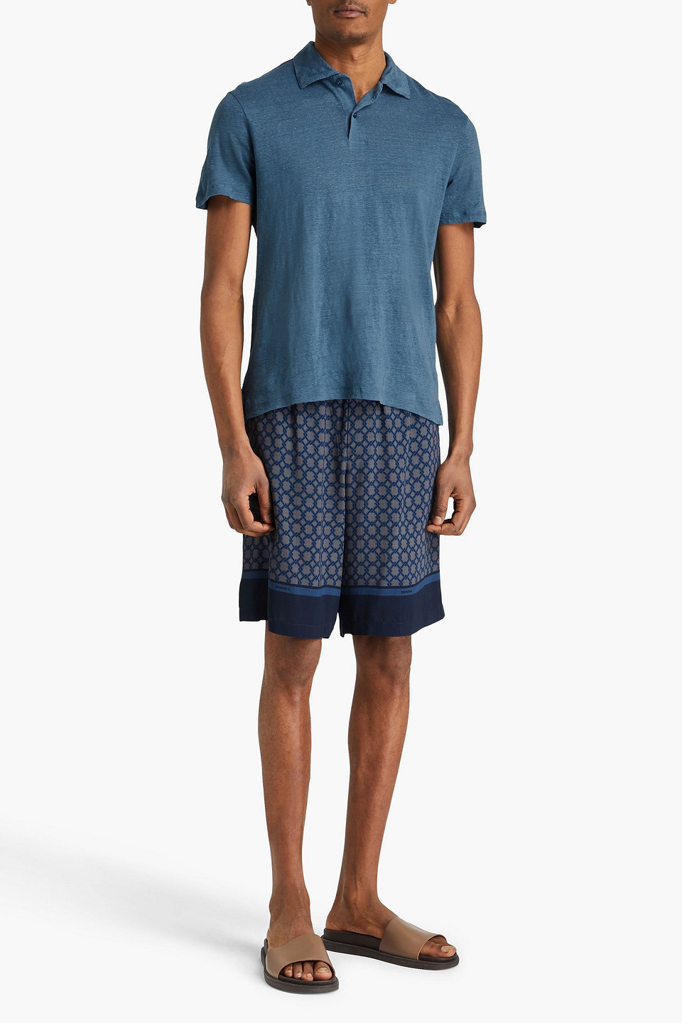 Sandro Poloshirt Aus Leinen In Blau