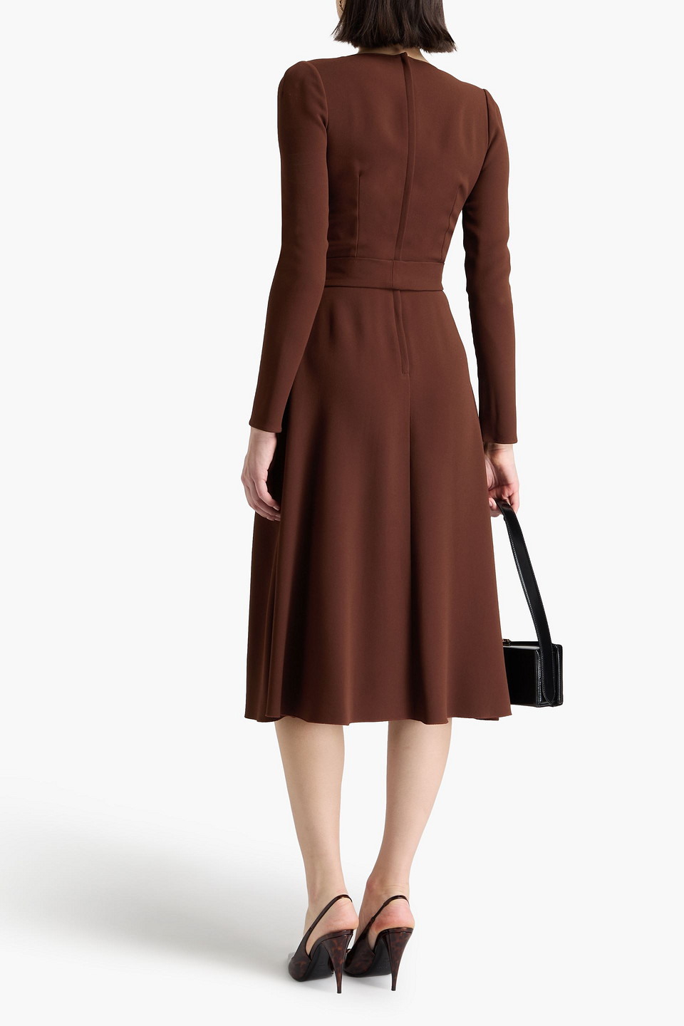 Dolce & Gabbana Wrap-effect Crepe Midi Dress In Schokolade