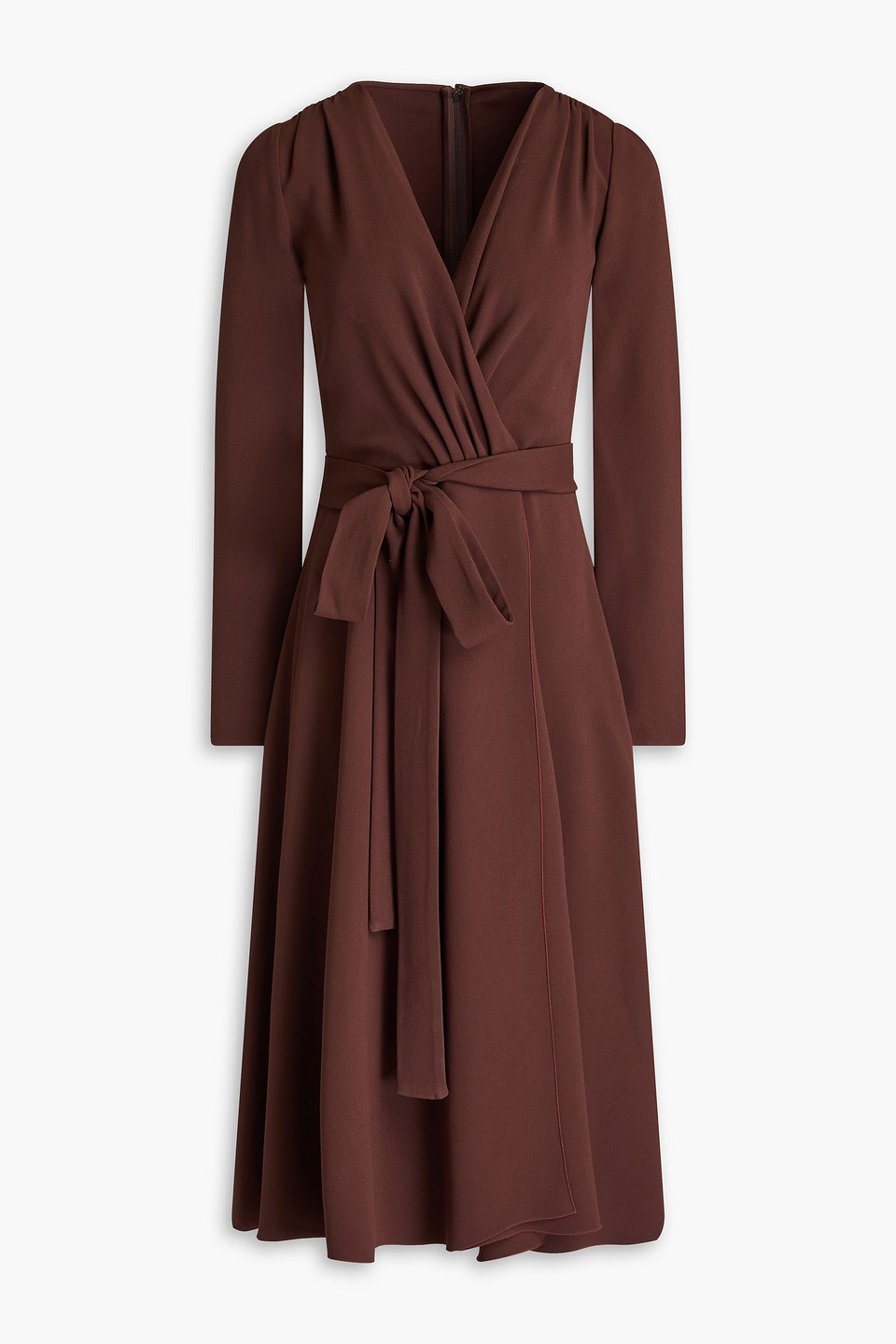 Dolce & Gabbana Wrap-effect Crepe Midi Dress In Schokolade