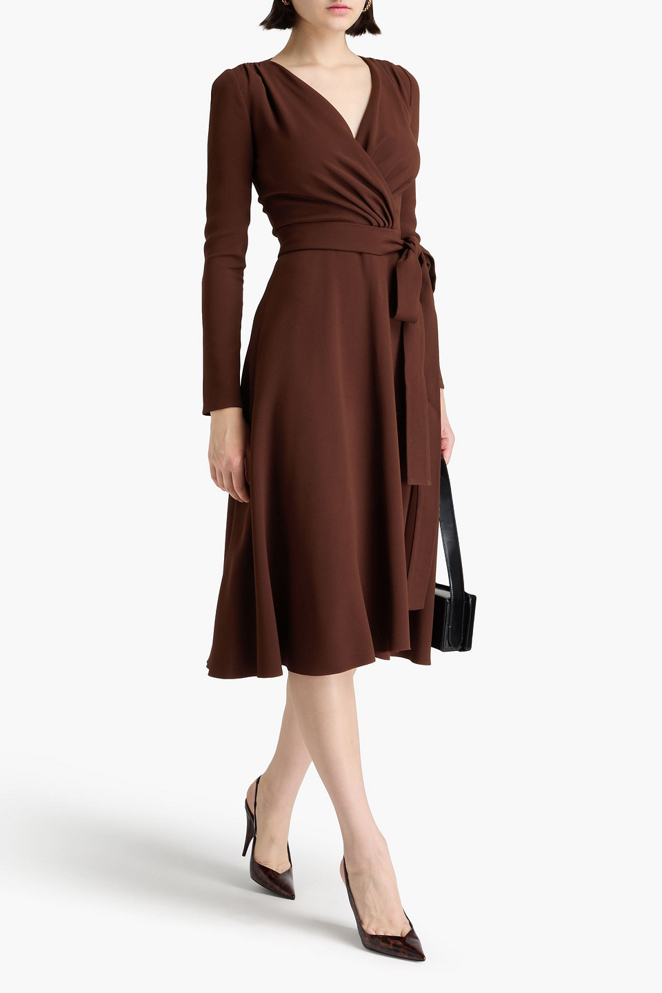 Dolce & Gabbana Wrap-effect Crepe Midi Dress In Schokolade