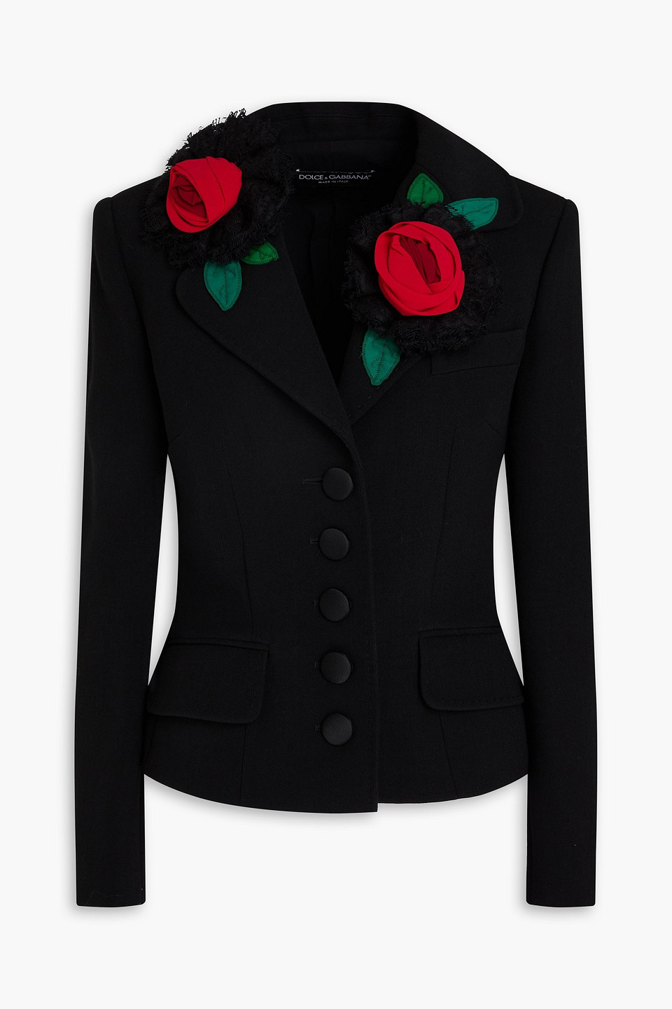 Dolce & Gabbana Woman Blazer Black Size 2 Polyester, Virgin Wool, Elastane, Silk, Cotton