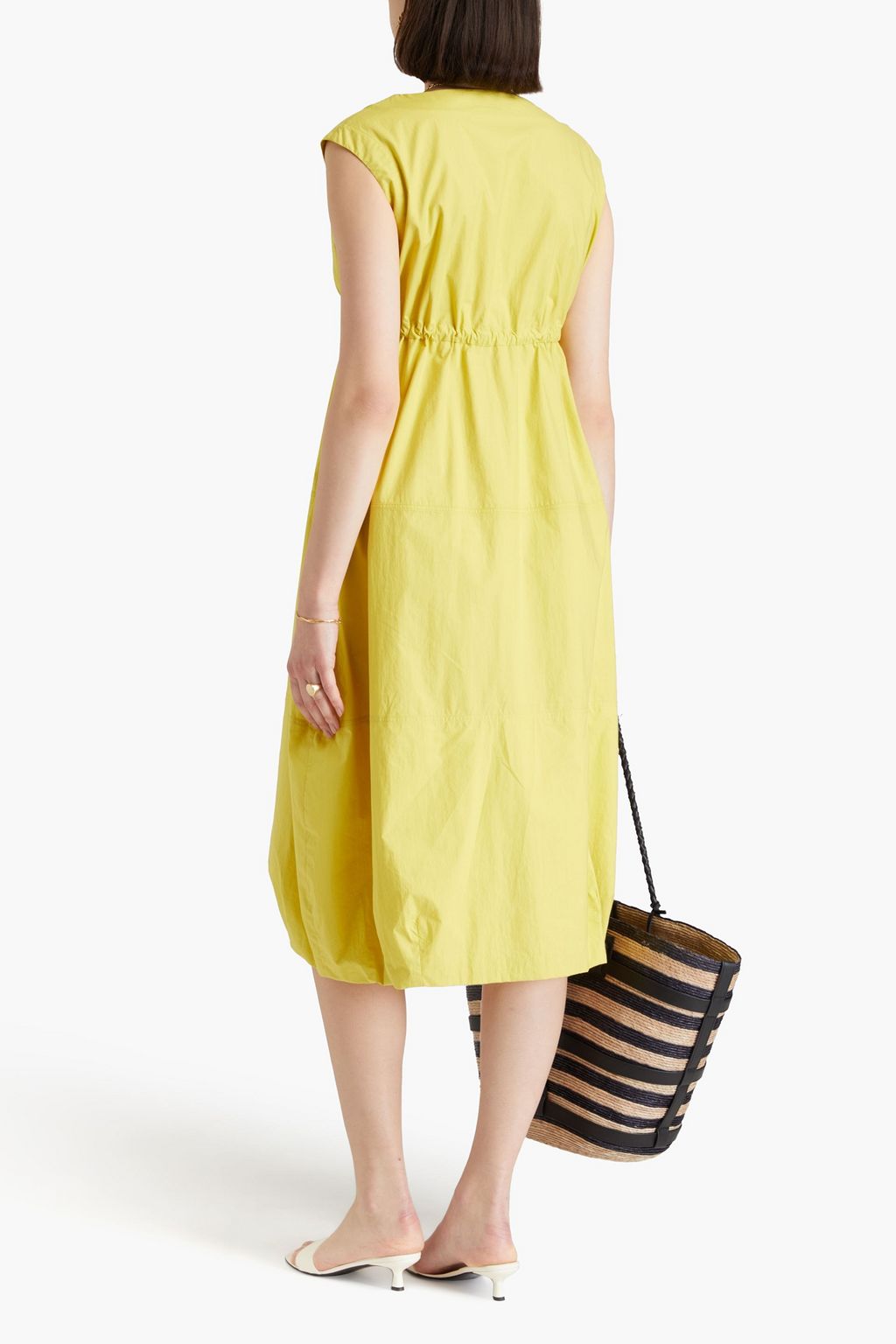 GENTRYPORTOFINO Gathered cotton-poplin midi dress