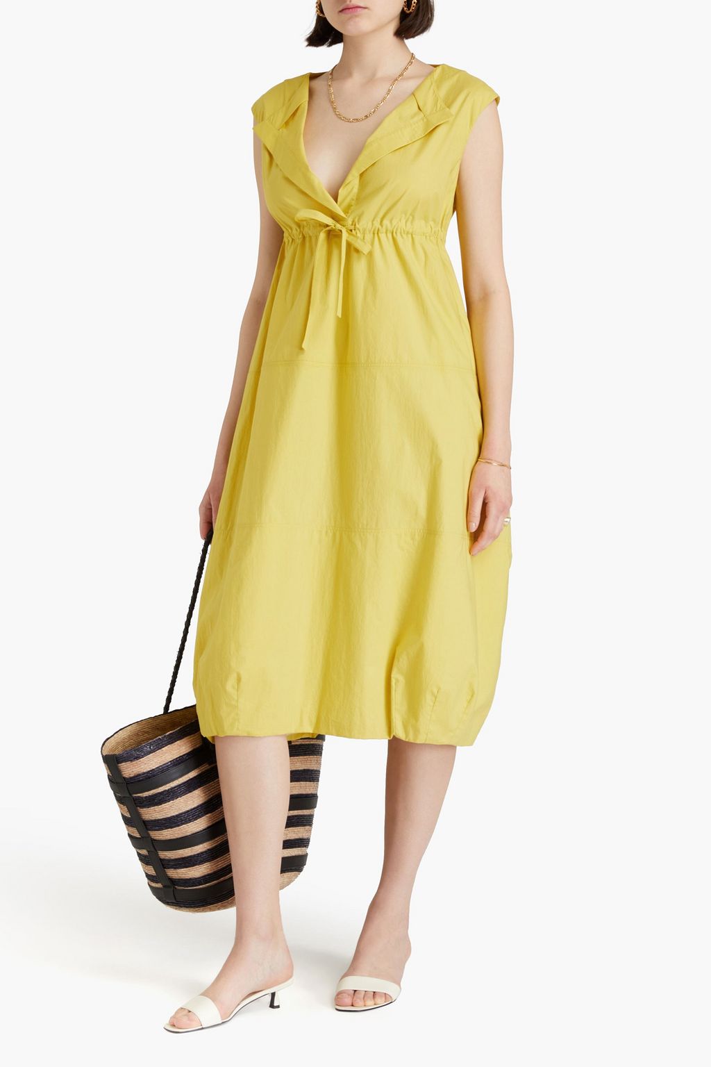GENTRYPORTOFINO Gathered cotton-poplin midi dress