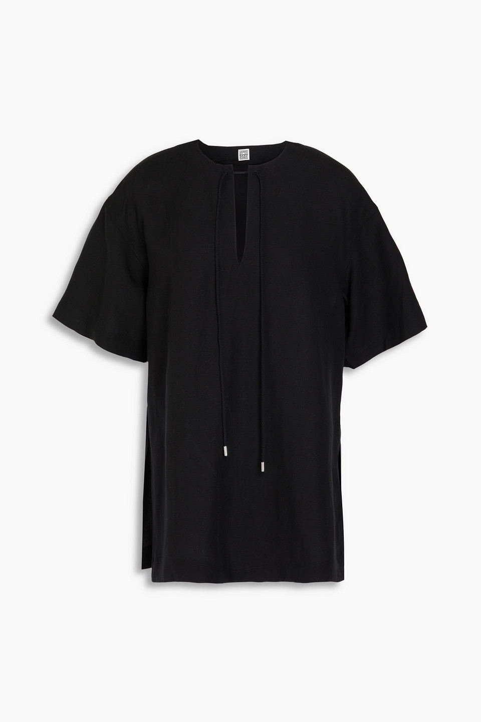 TOTÊME TIE-DETAILED TENCEL™ LYOCELL AND LINEN-BLEND TOP