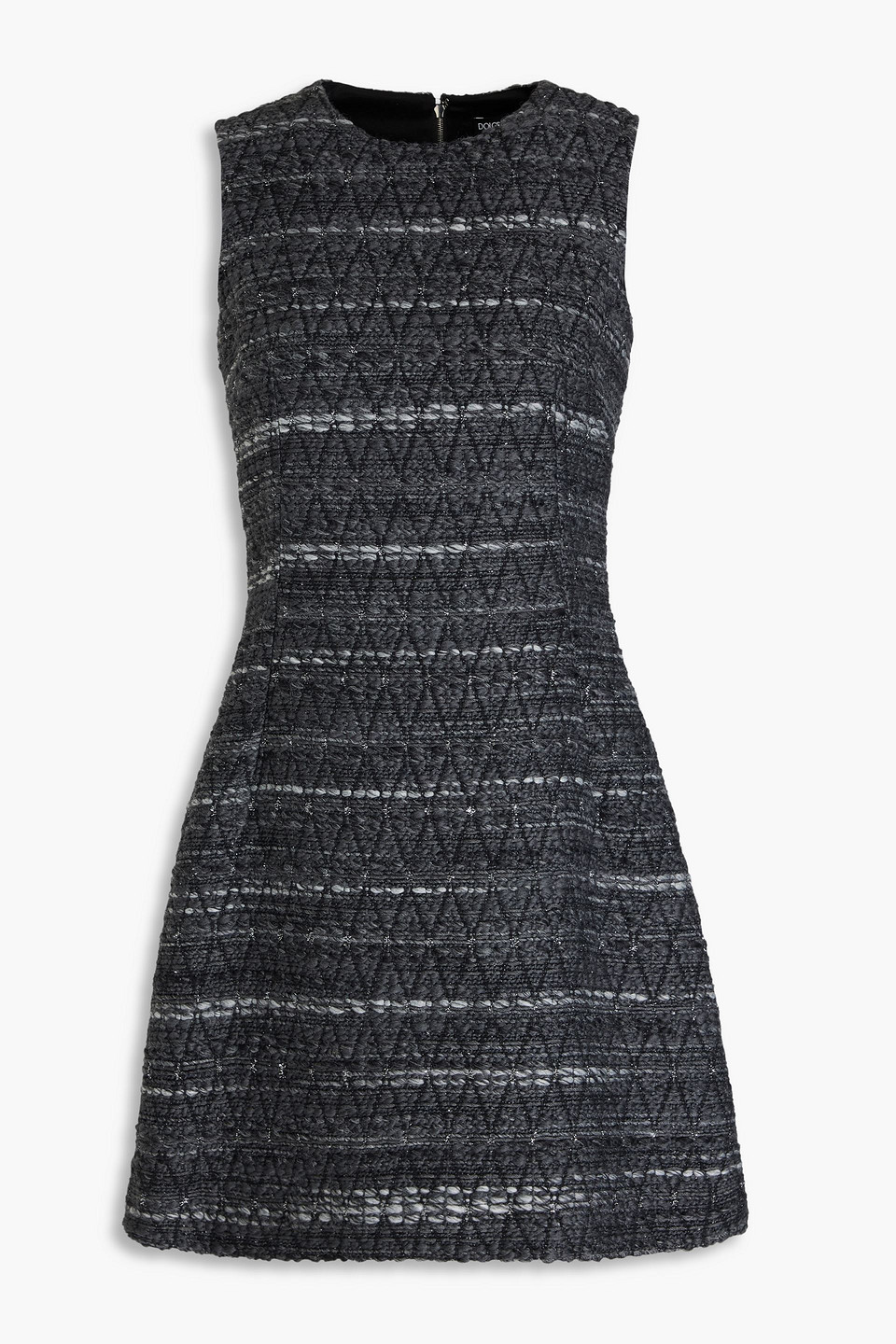 Dolce & Gabbana Metallic Bouclé-tweed Mini Dress In Dunkelgrau