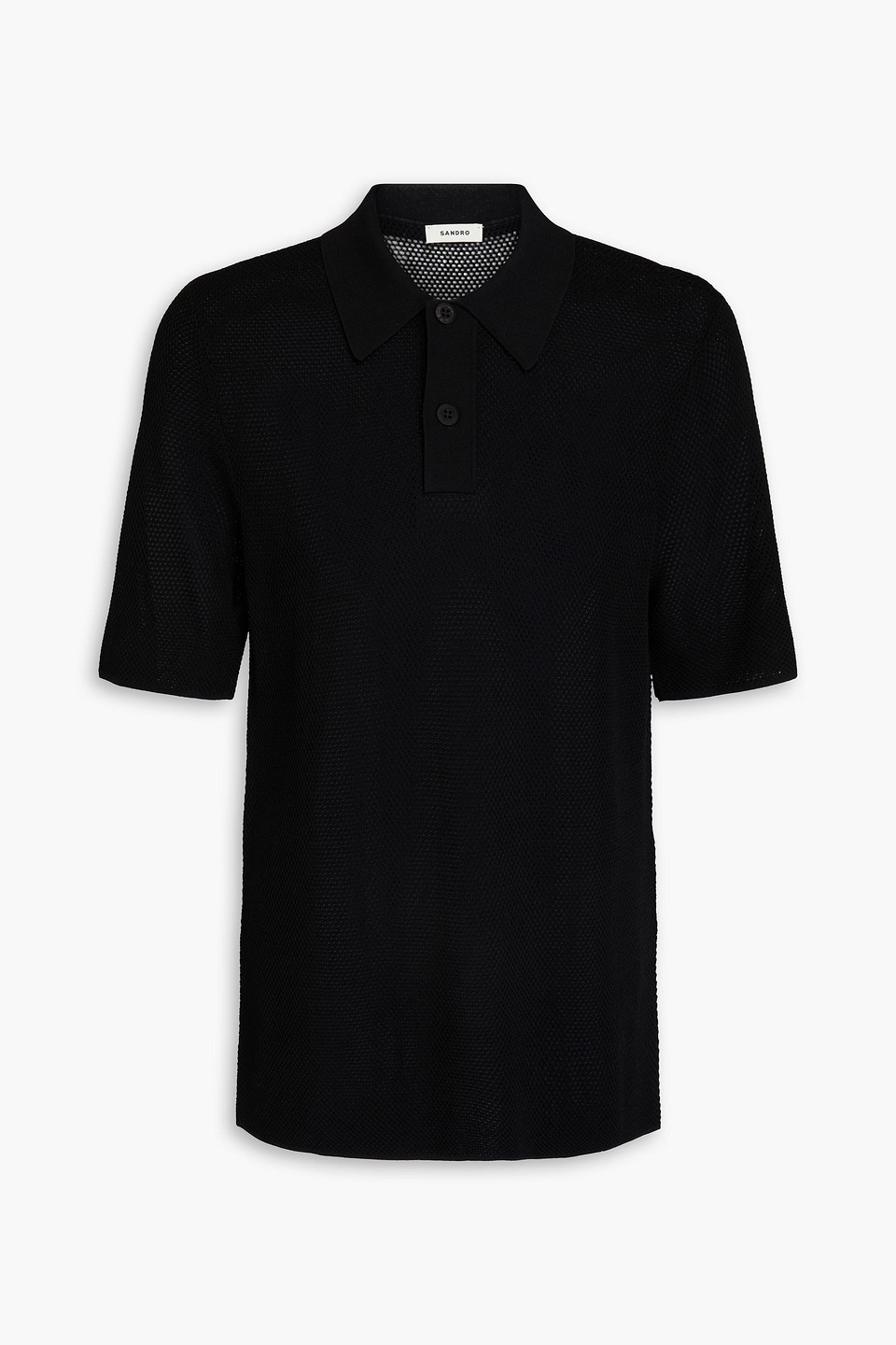 Sandro Poloshirt In Lochstrick In Schwarz