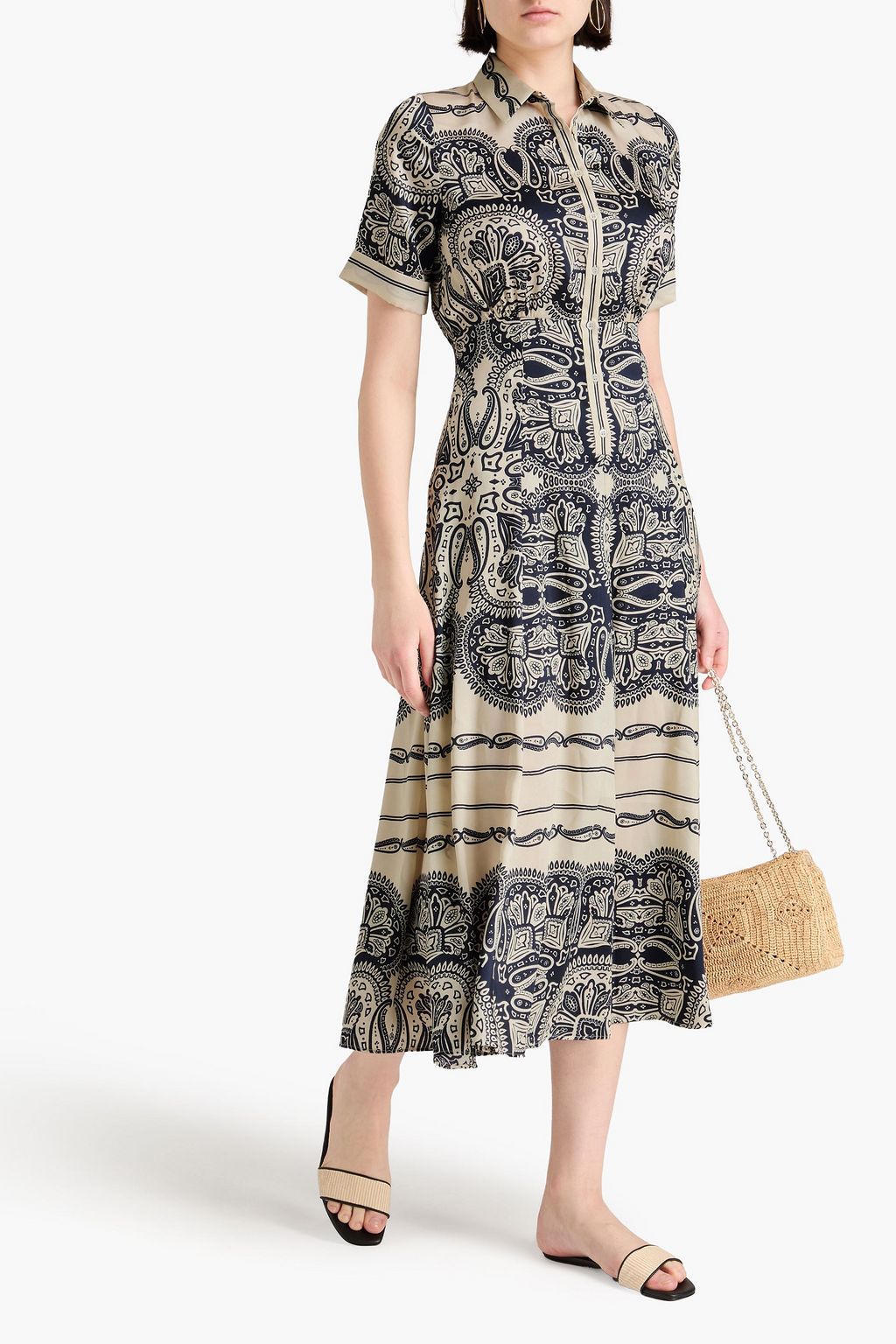 SANDRO Hemdkleid in Midilänge aus Twill mit Print