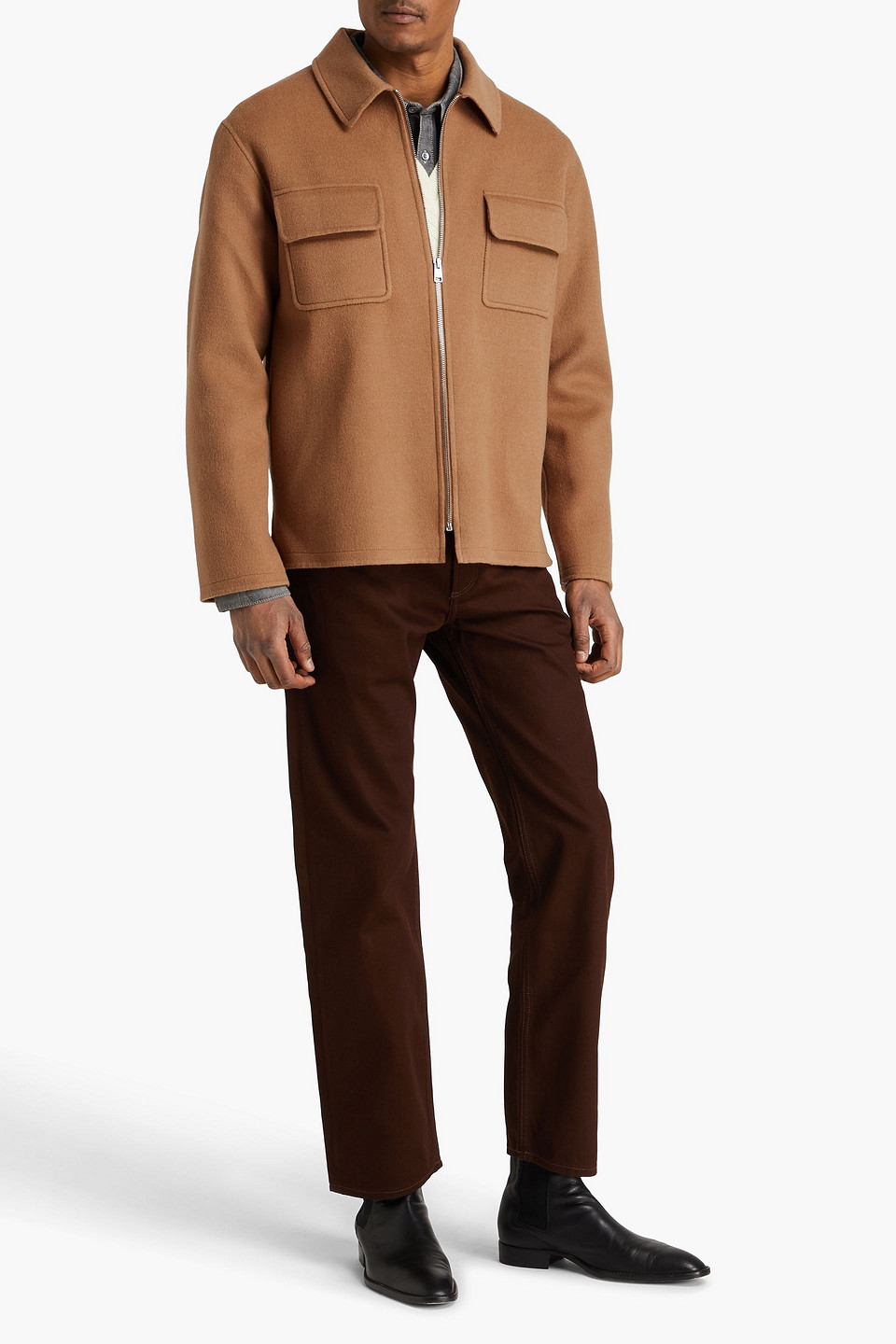 Sandro Jacke Aus Einer Wollmischung In Camelfarben