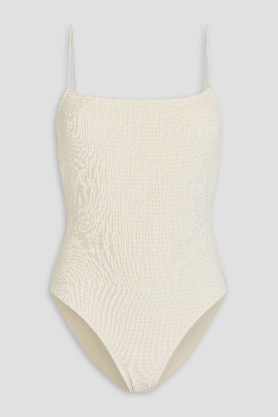 Totême Smocked One-piece Swimsuit In Ivory