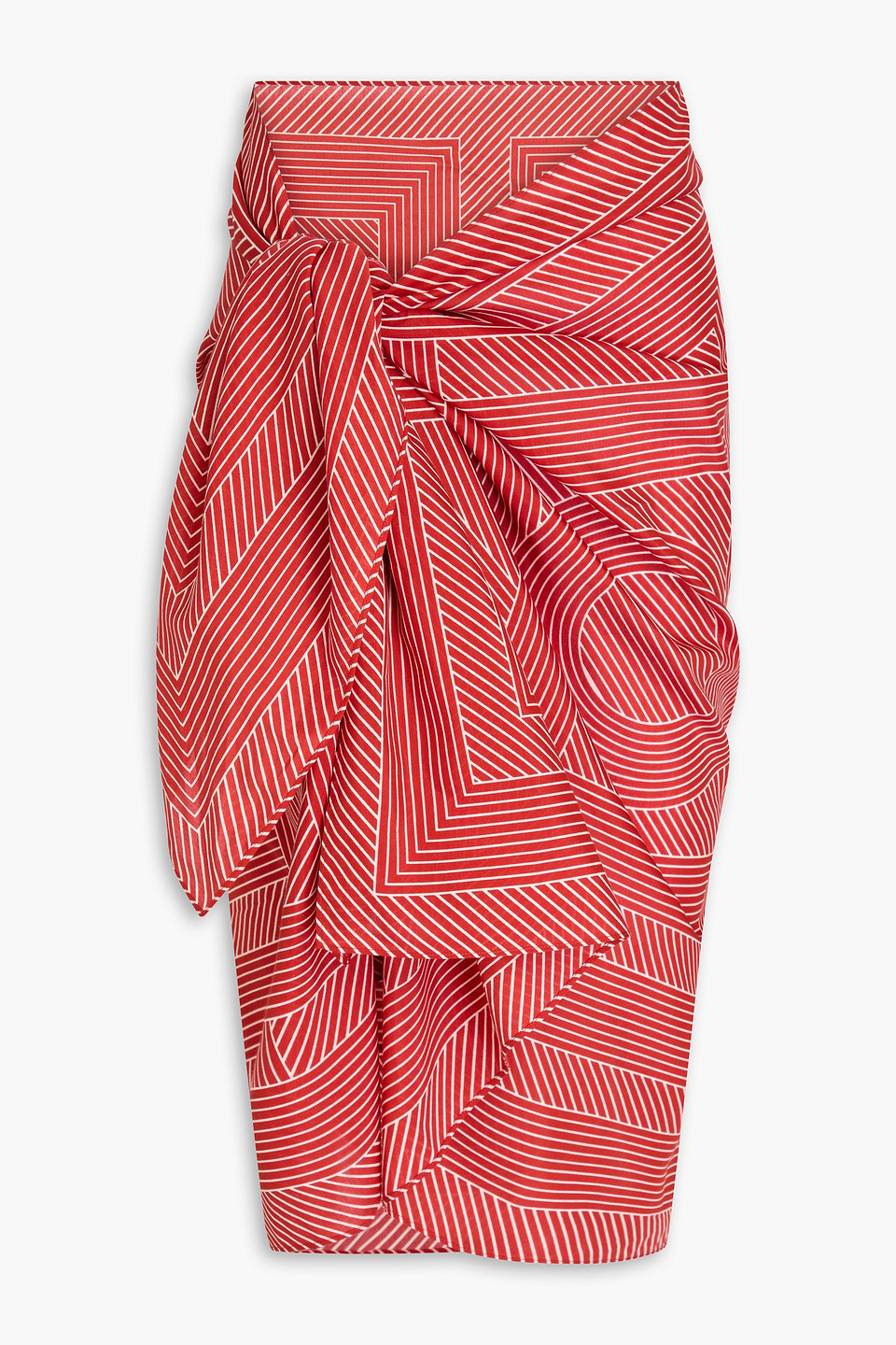 Totême Striped Cotton And Silk-blend Pareo In Ziegelrot
