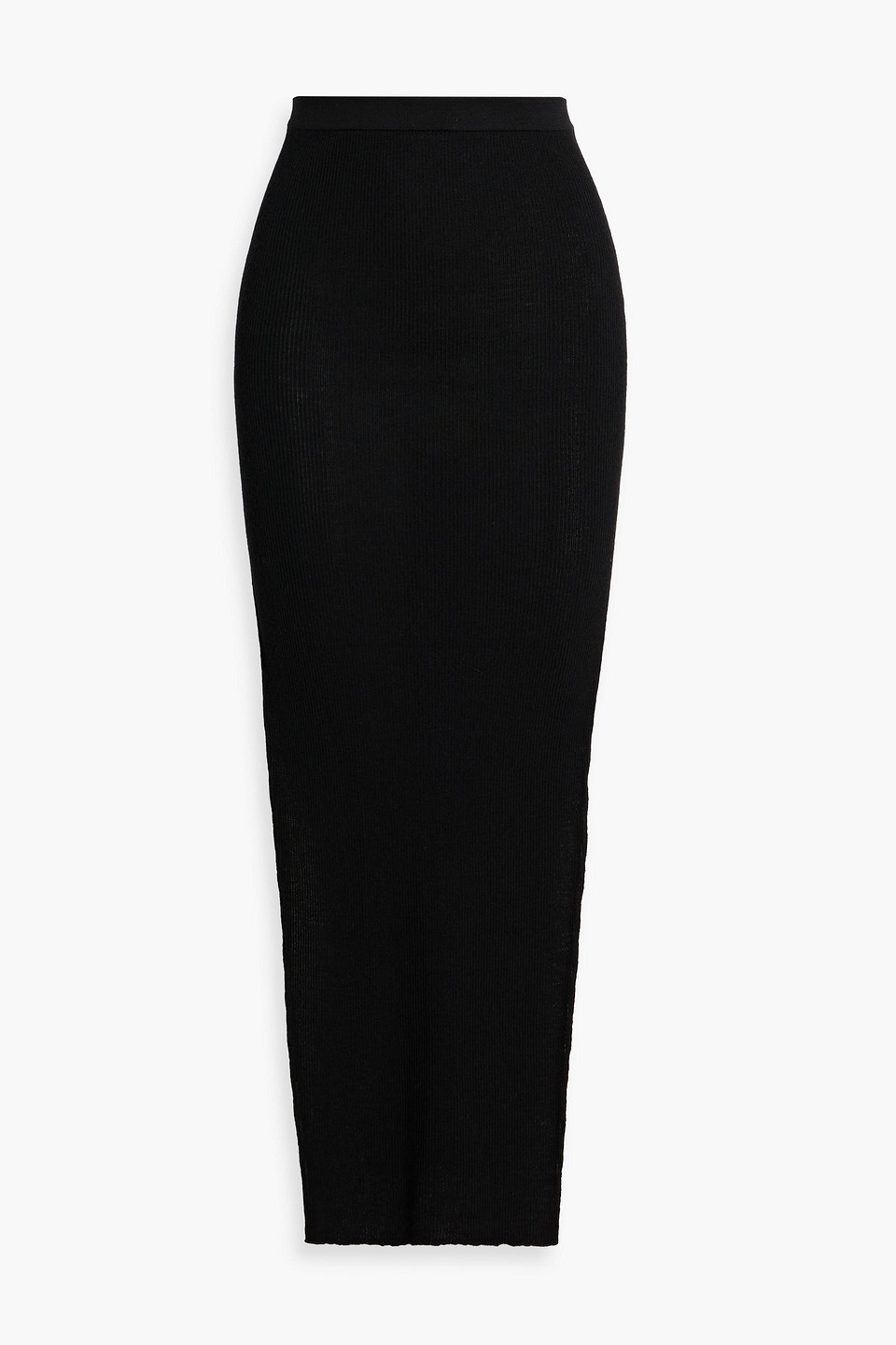 Rick Owens Sacri Ribbed Wool-blend Maxi Pencil Skirt In Black