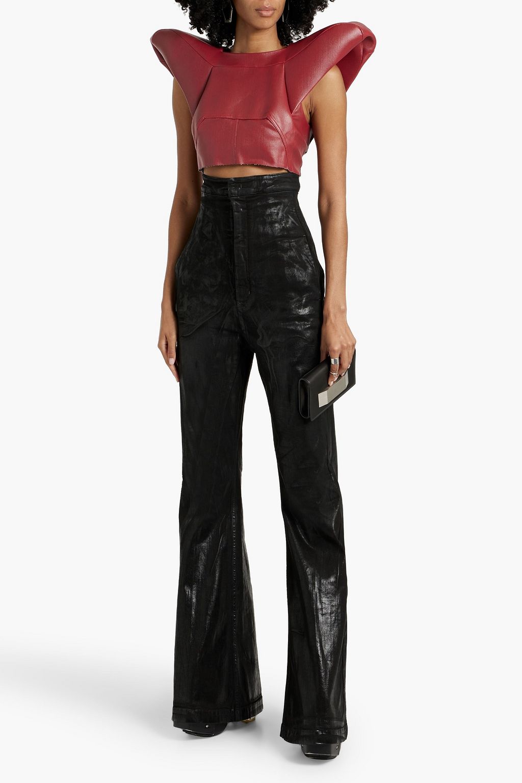 RICK OWENS Dirt Bolan coated high-rise flared jeans | THE OUTNET