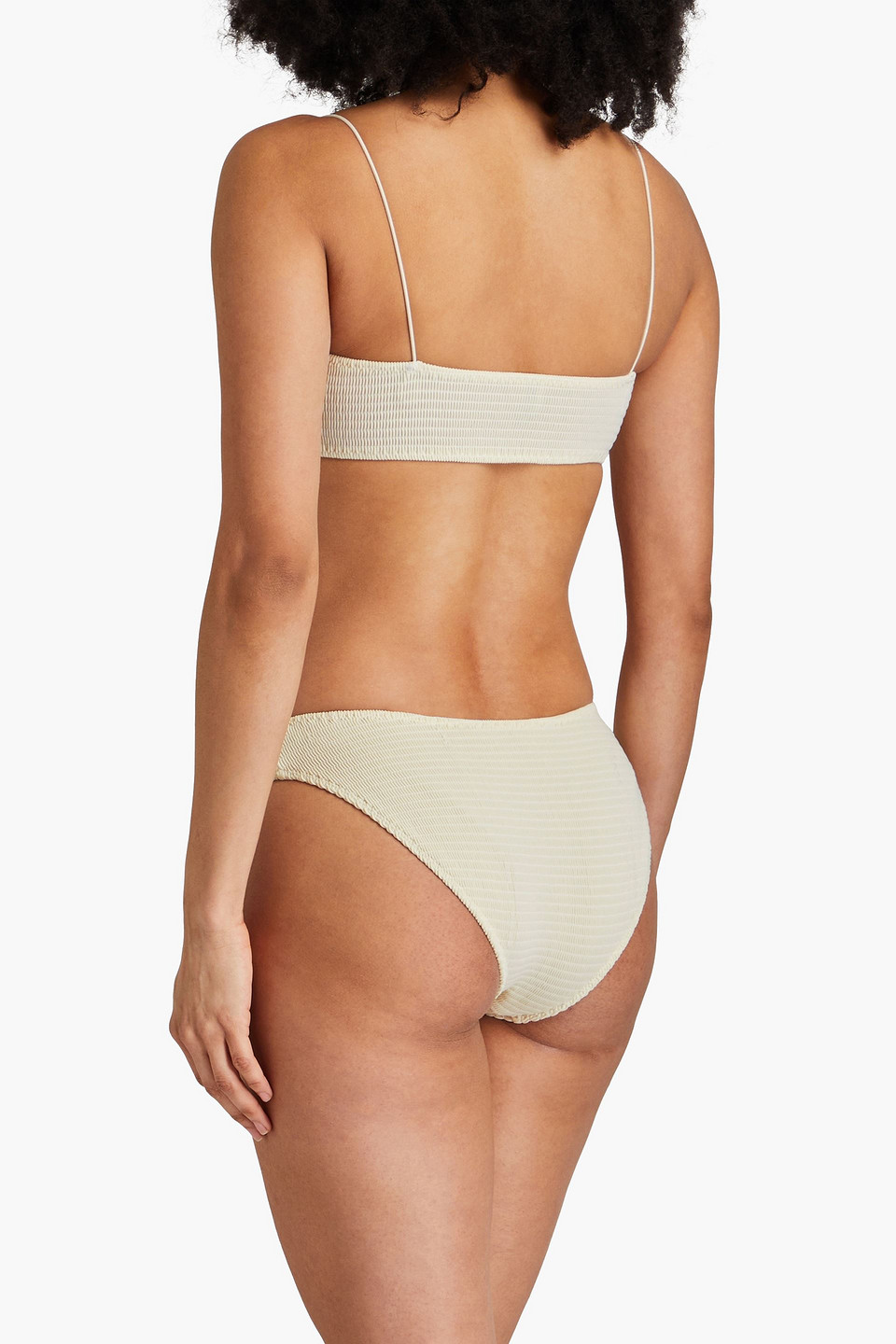 Totême Shirred Bikini Top In Ivory