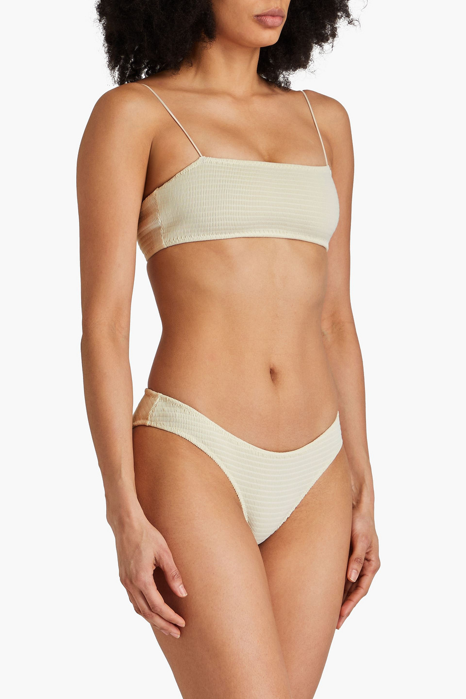 Totême Shirred Bikini Top In Ivory