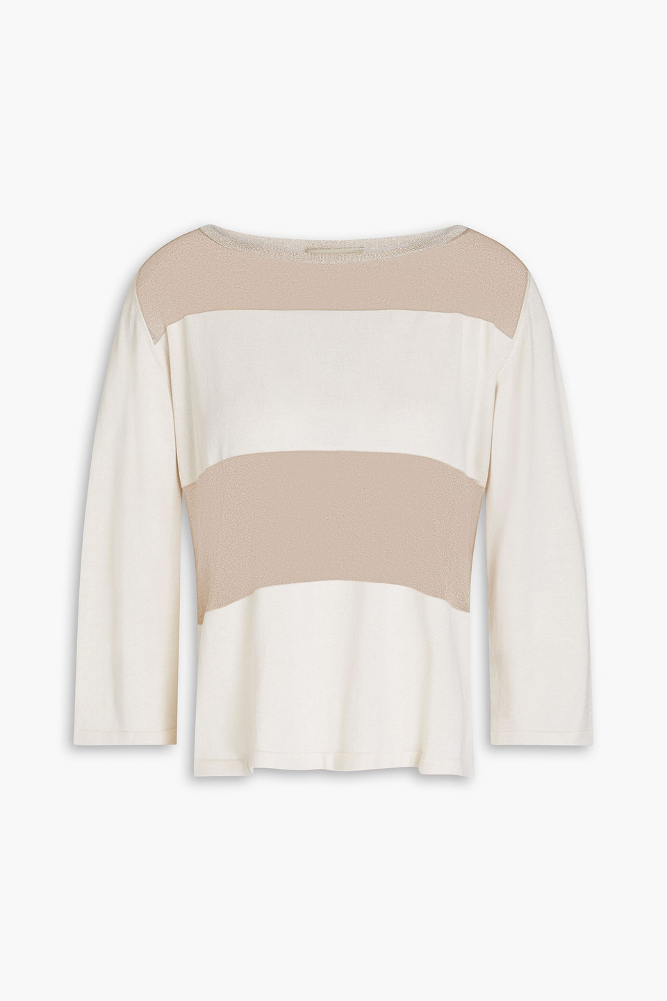 Gentryportofino - Striped silk and cotton-blend sweater - Neutral - IT 42