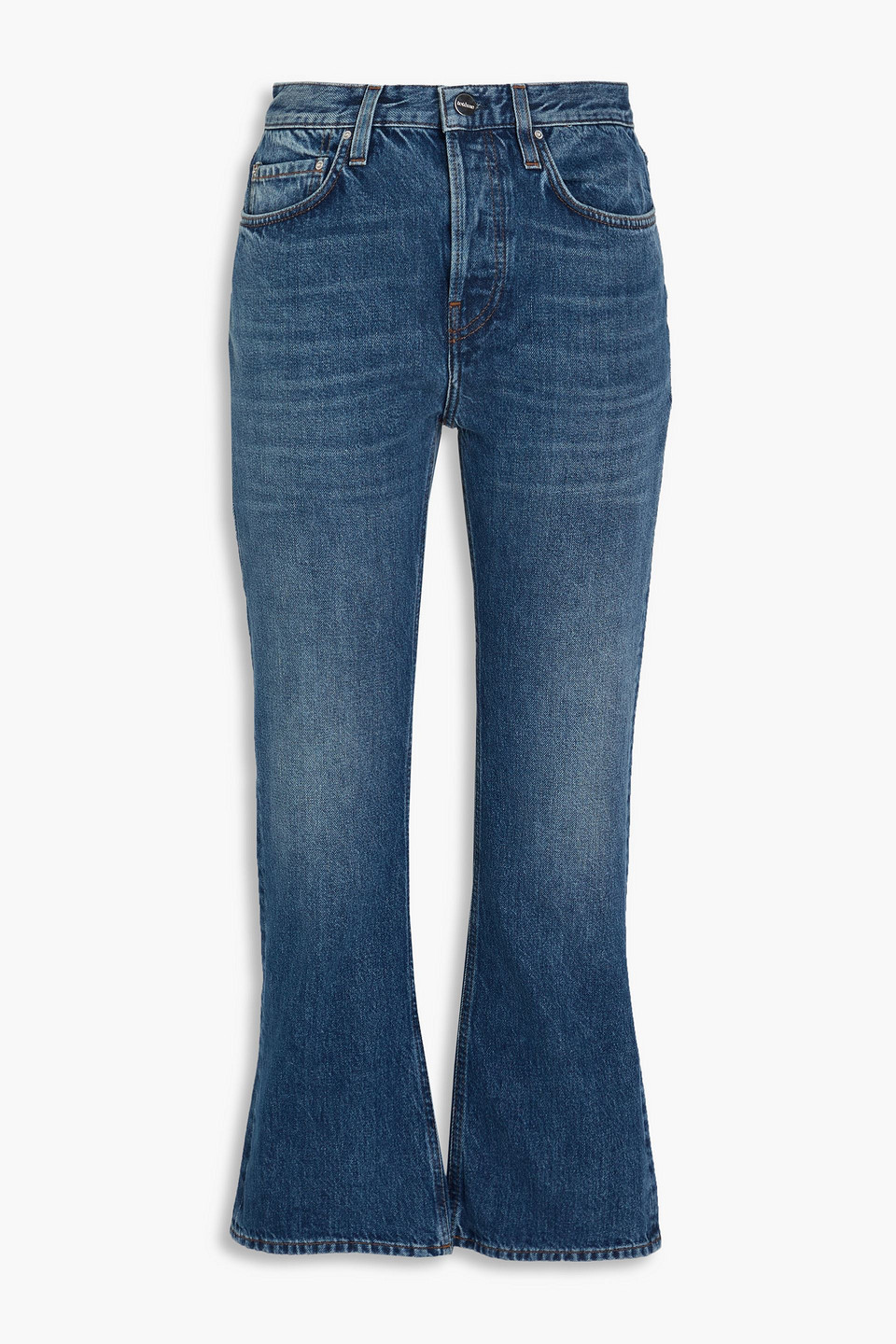 Totême Faded High-rise Kick-flare Jeans In Mid Denim