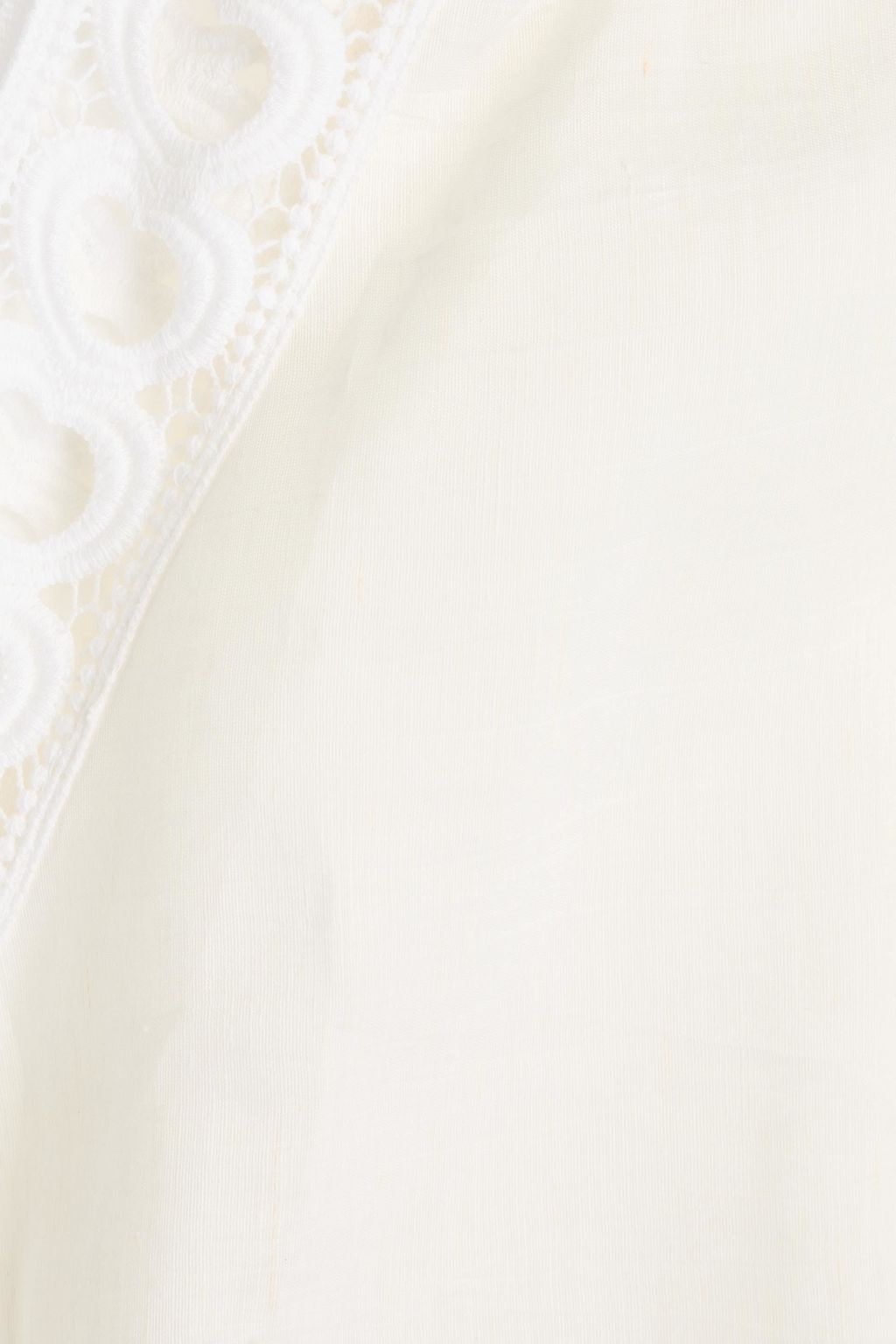 SANDRO Lace-trimmed linen-blend organza midi dress