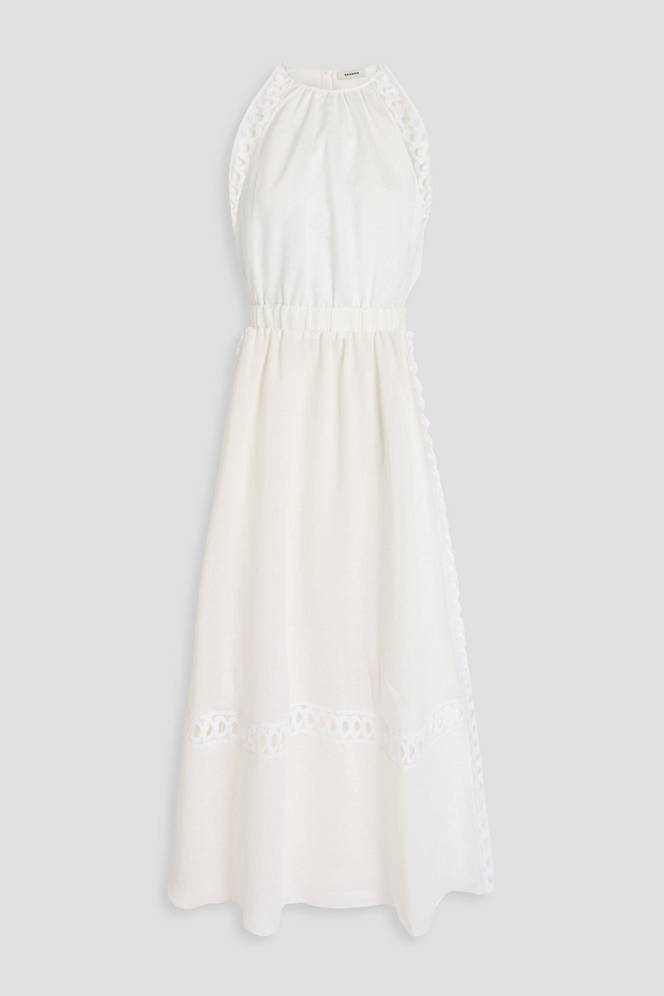 Sandro Lace-trimmed Linen-blend Organza Midi Dress