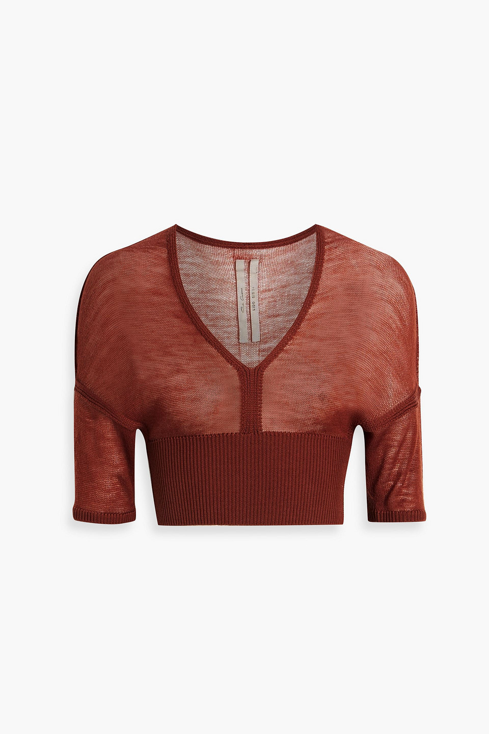 Rick Owens Henna Cropped Wool Top In Brown
