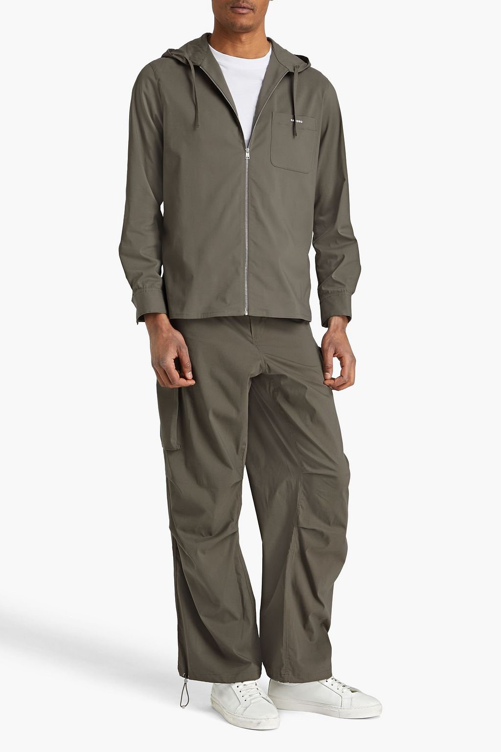 SANDRO Cotton-blend poplin hooded jacket