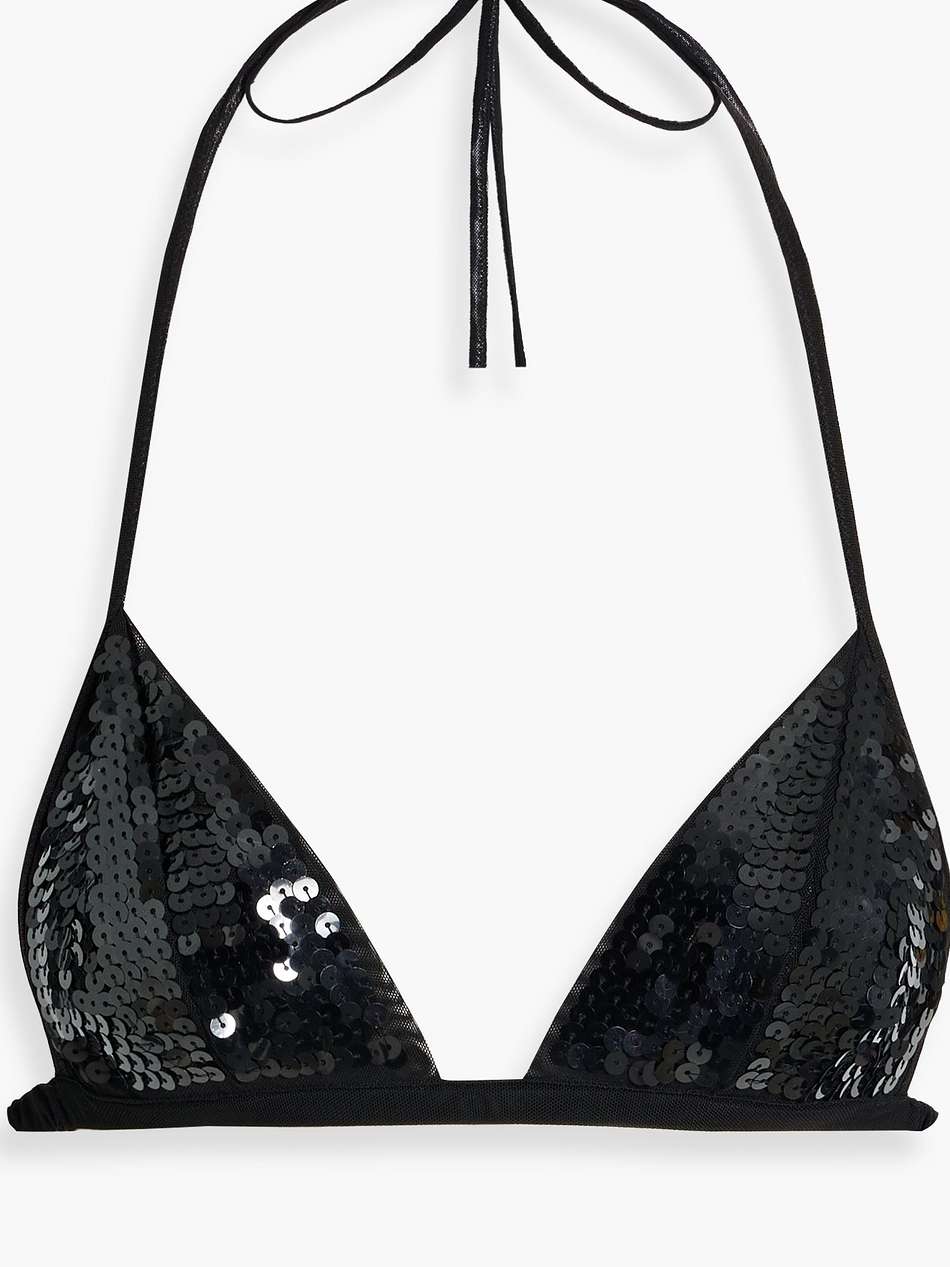 sequined tulle halterneck bra top
